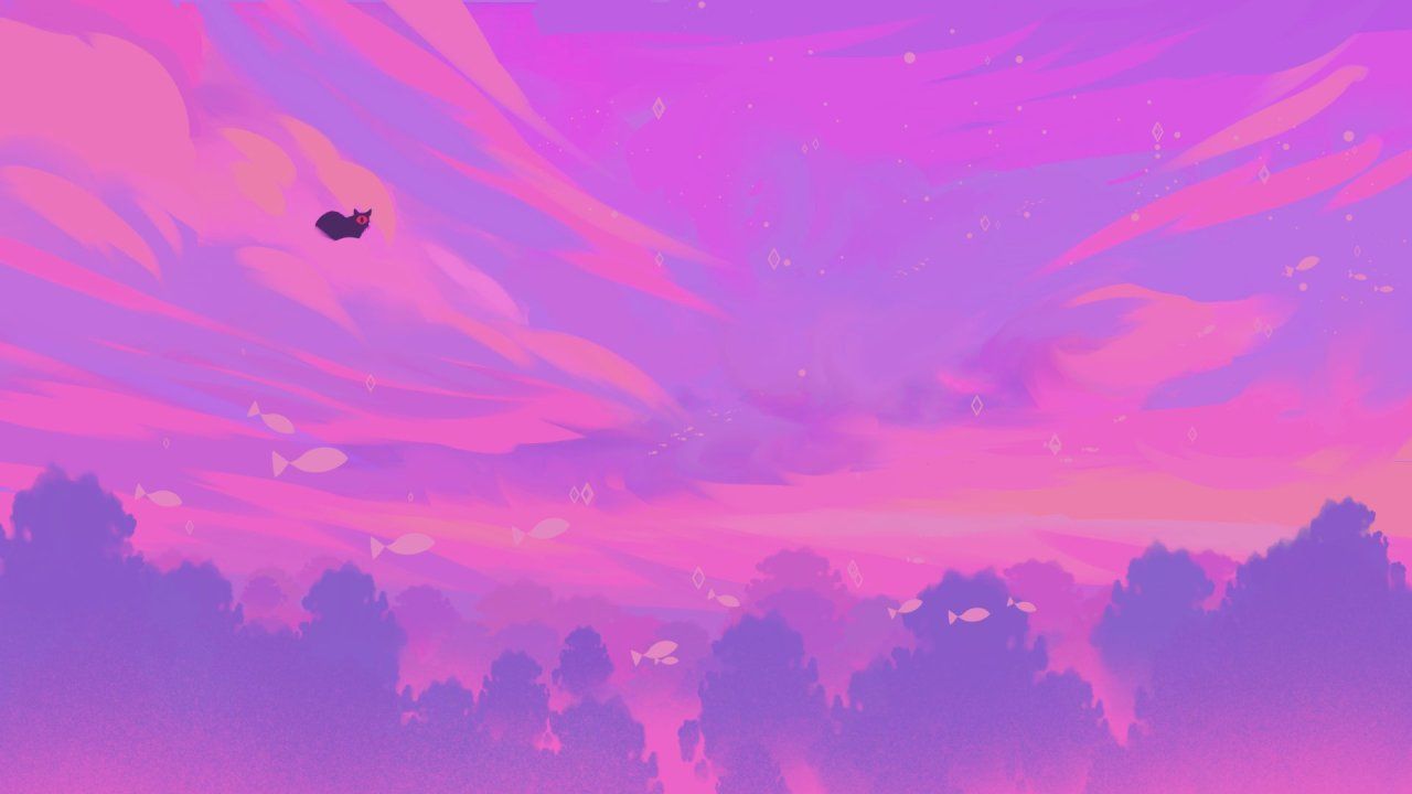 A painting of the sky with trees - OwO