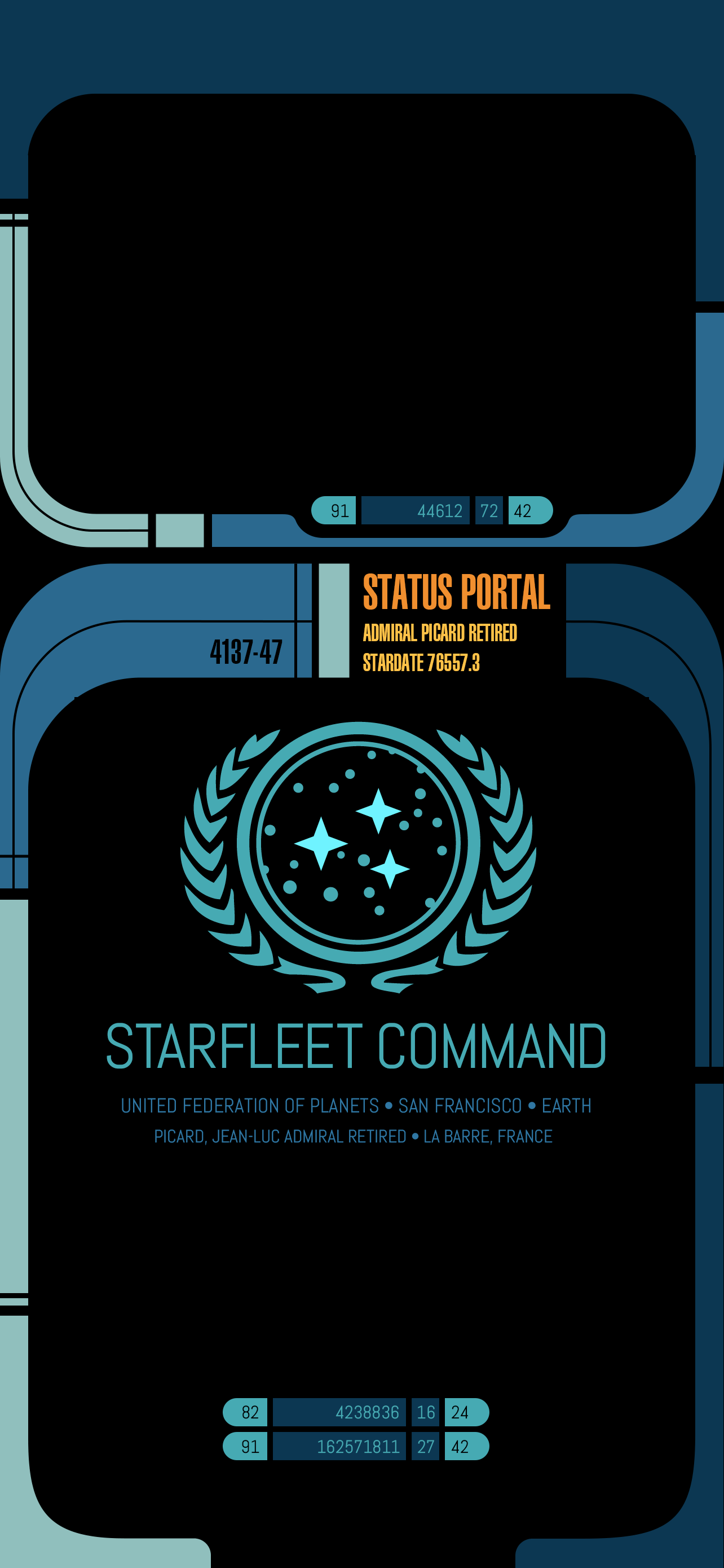 A Starfleet Command template for a status portal. - Star Trek