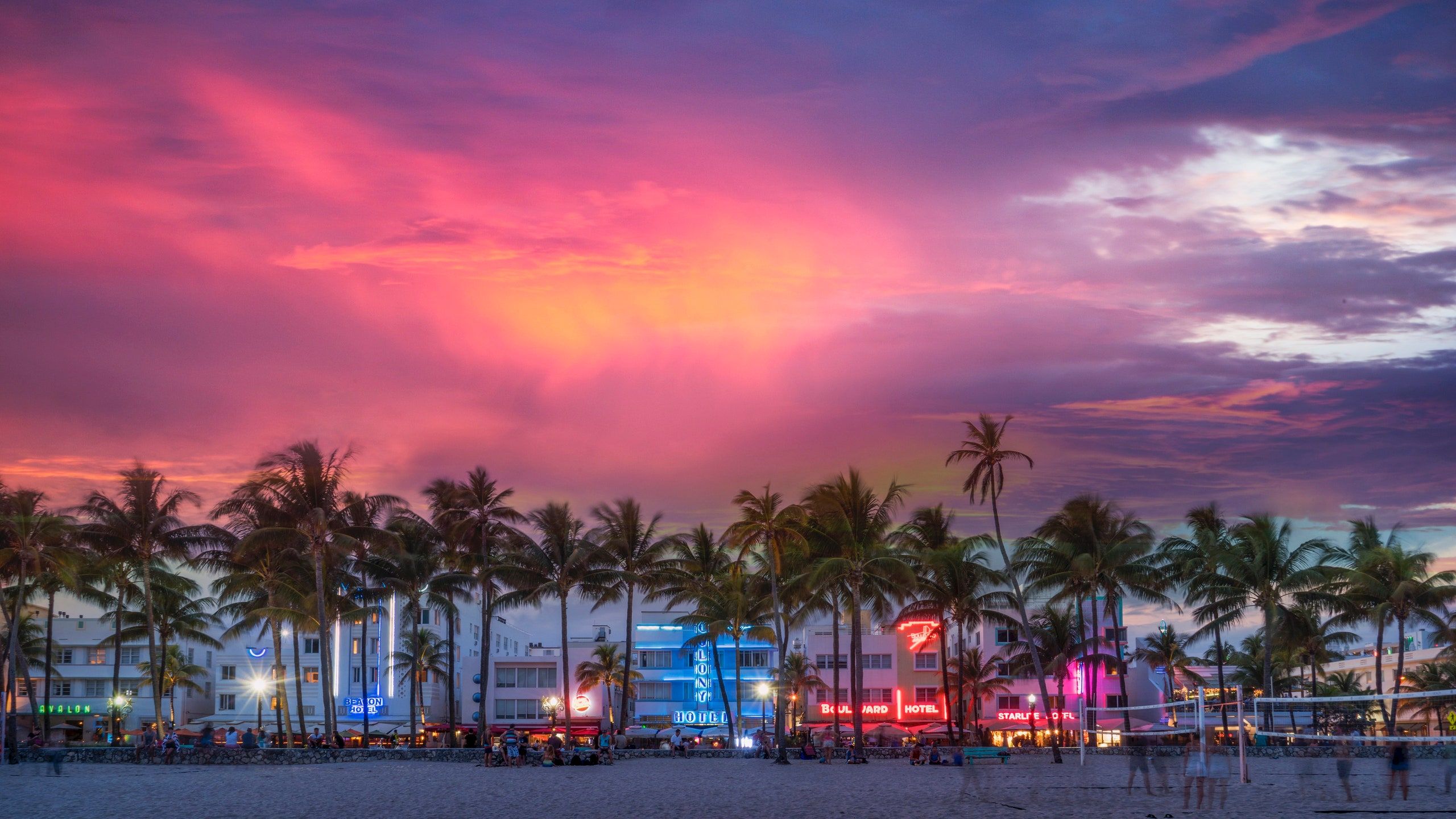 Beach Sunset Miami Wallpaper