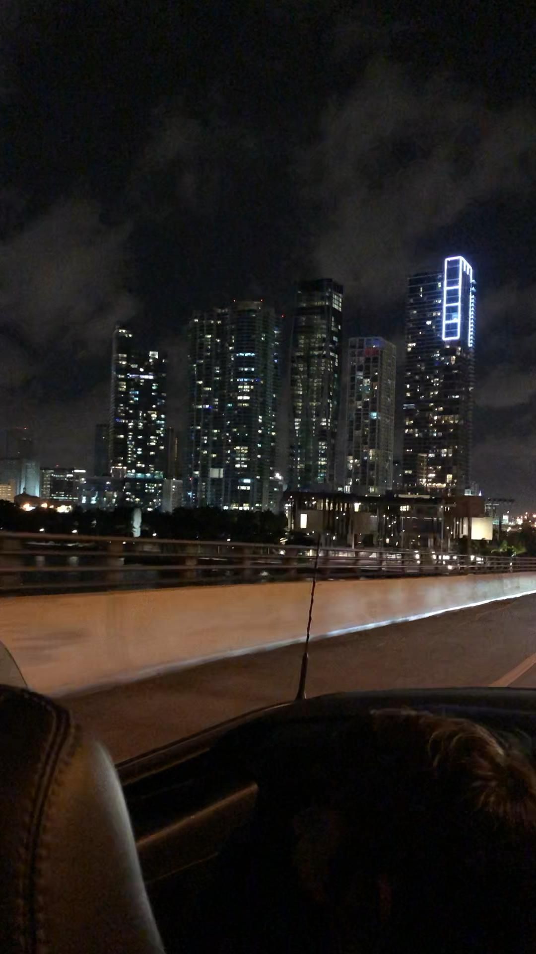 Miami skyline at night from a boat - Miami