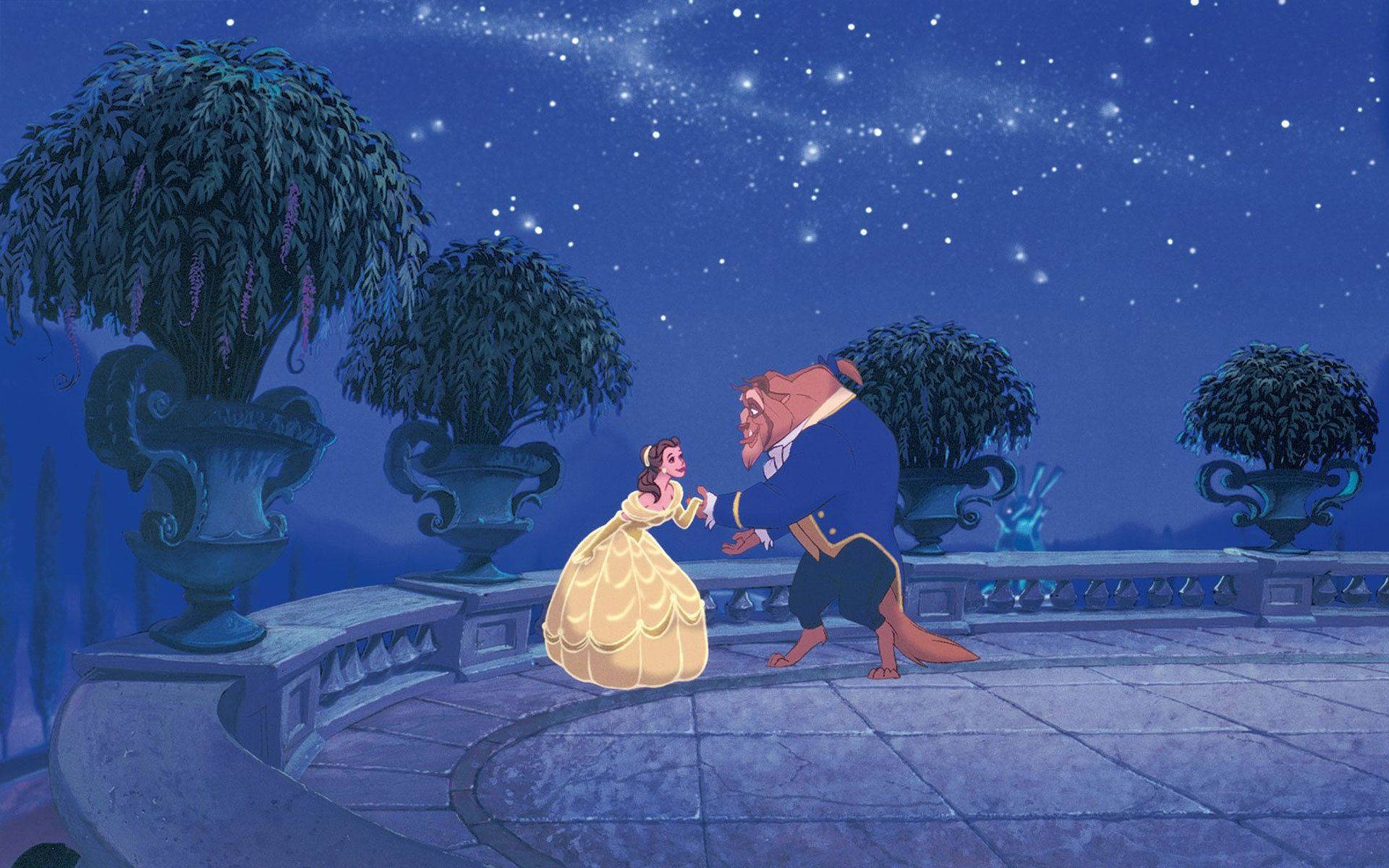 Download Belle And Beast Aesthetic Cartoon Disney Wallpaper