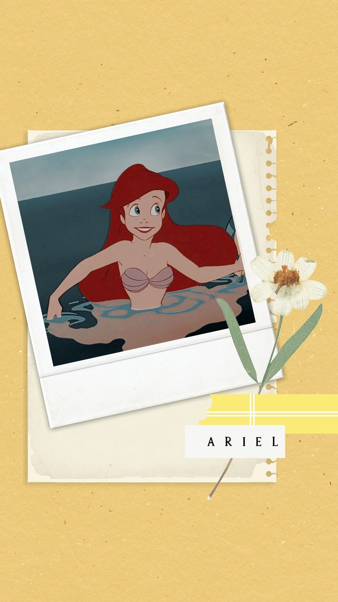 IPhone wallpaper of Ariel from the Little Mermaid with a yellow background - Ariel