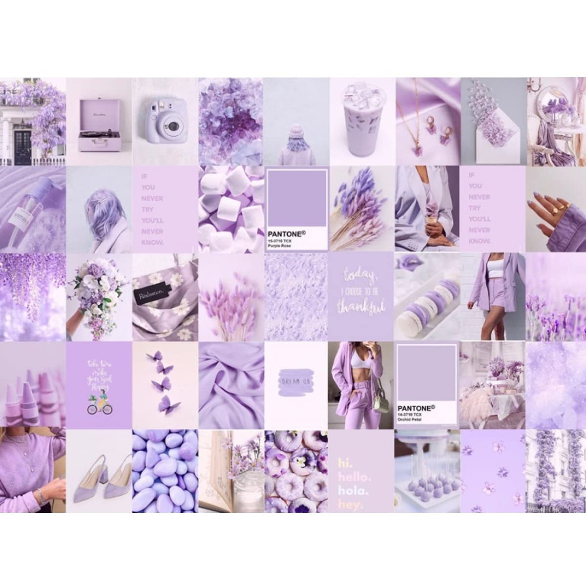 Notherss Wall Collage Kit Lavender Light Purple Aesthetic Picture Set of 60 Photo Collage Set Room Wall Decor, 4 x 6 Inch - 