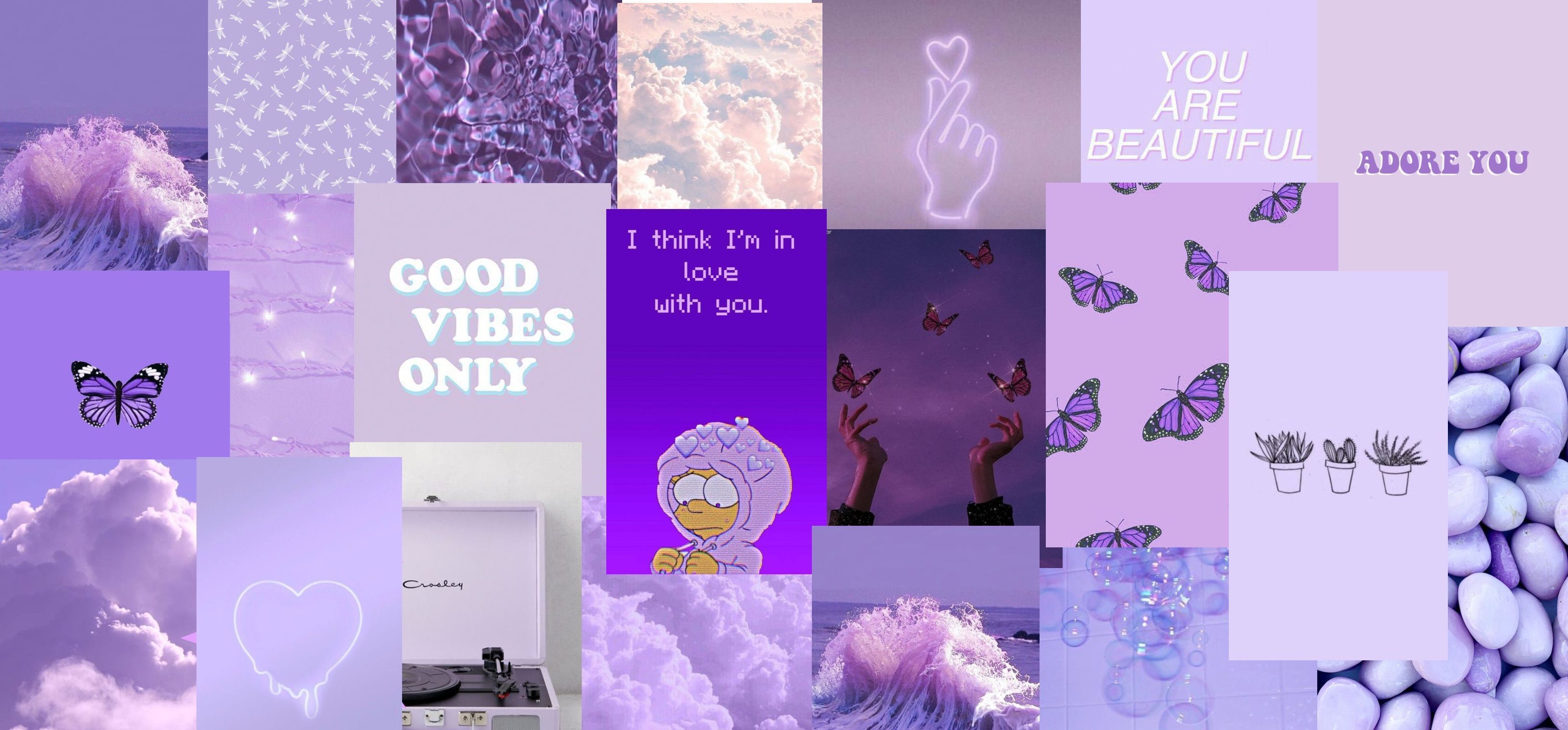 Aesthetic purple background with good vibes only - Lavender