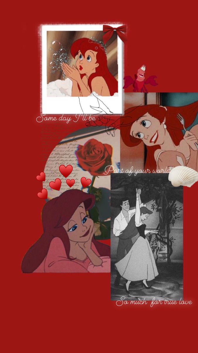 Ariel collage, red aesthetic, the little mermaid, disney - Ariel