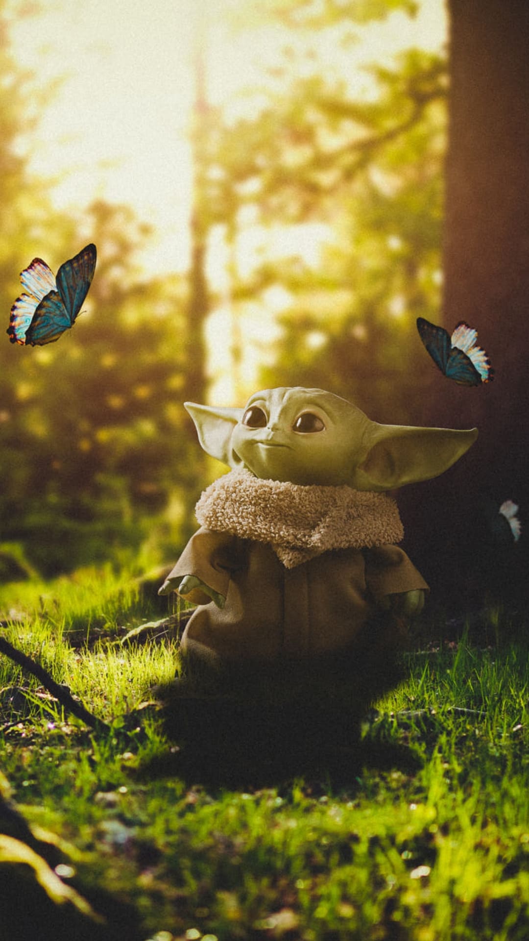 Baby Yoda with Butterflies in the Forest - Baby Yoda