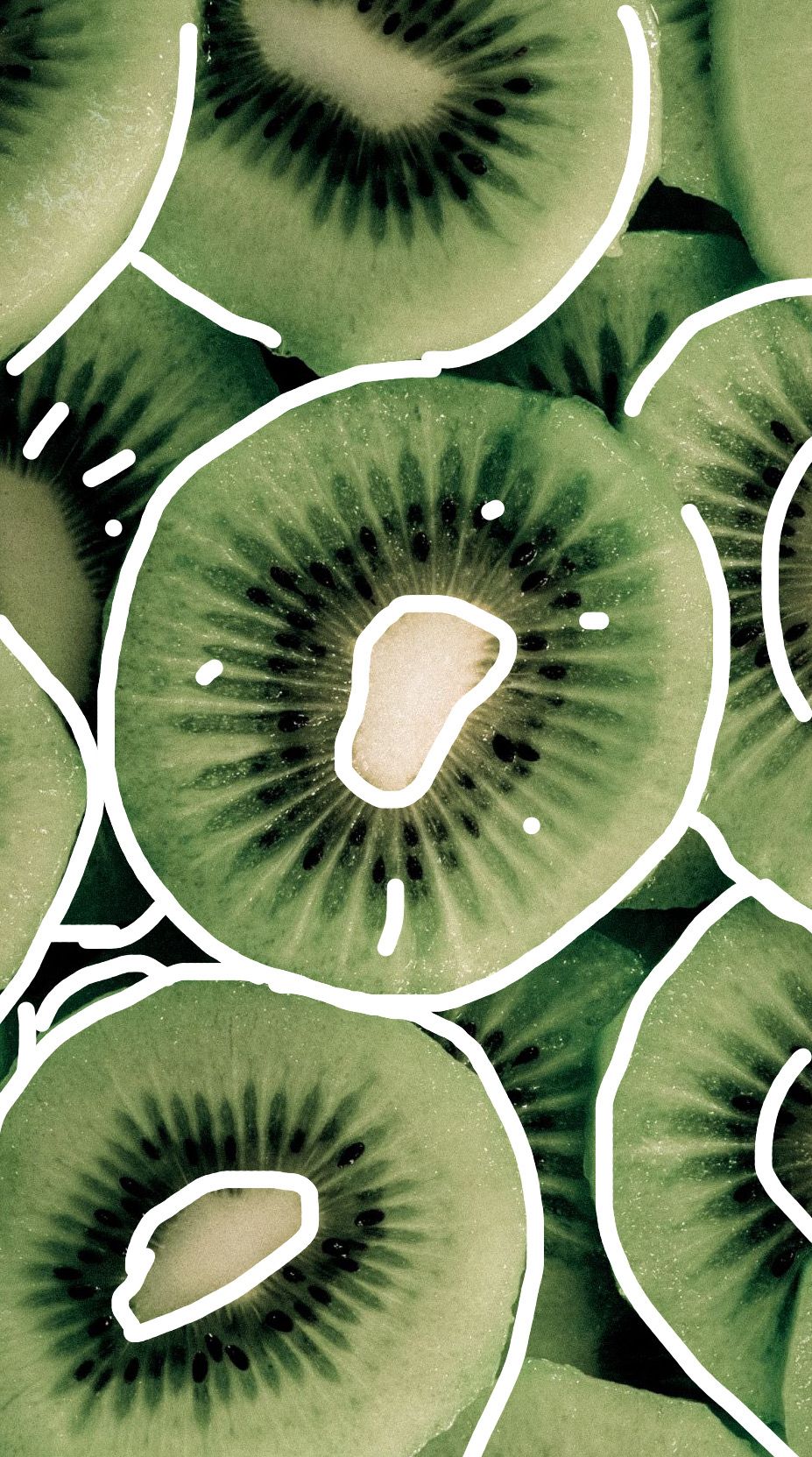 A photo of kiwi slices with a green hue. - Kiwi