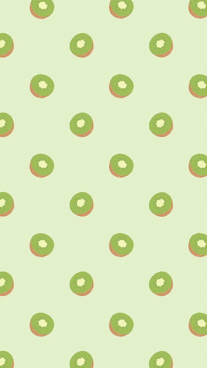 A pattern of green kiwi slices on a pale green background - Kiwi