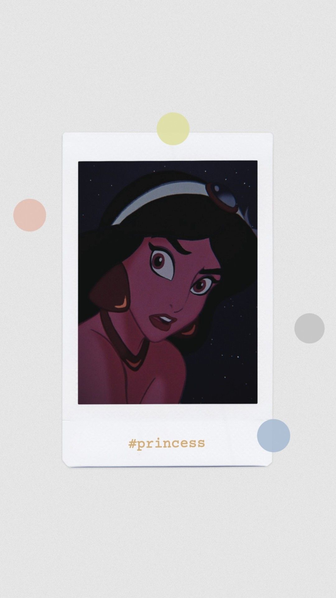 A polaroid picture of Princess Jasmine from Aladdin with the hashtag princess. - Ariel