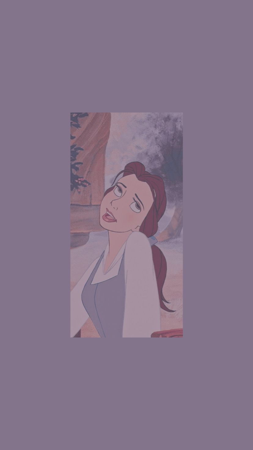 Belle from Beauty and the Beast with a purple background - Belle