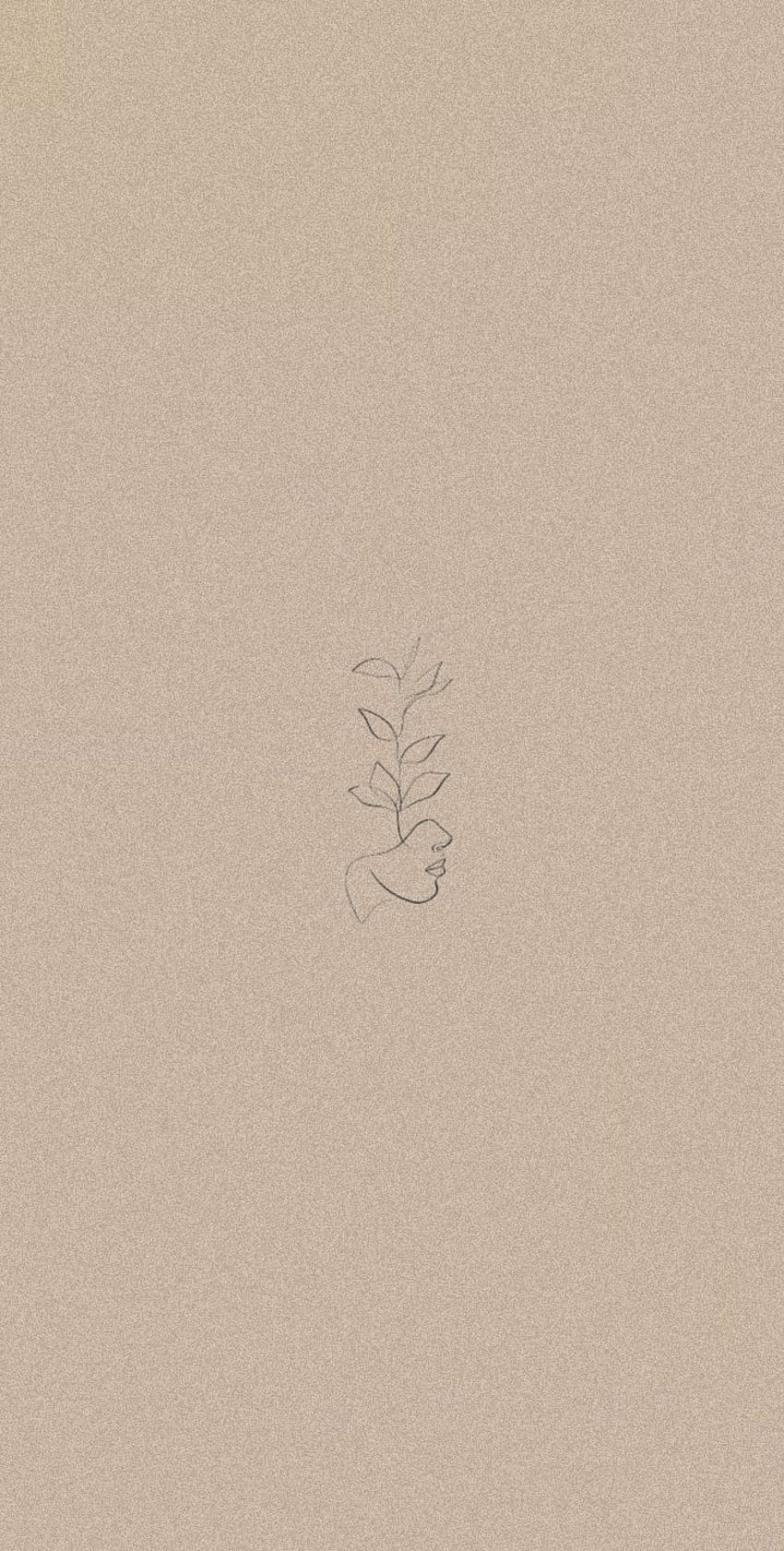 Aesthetic minimalist phone wallpaper with a plant - Minimalist beige