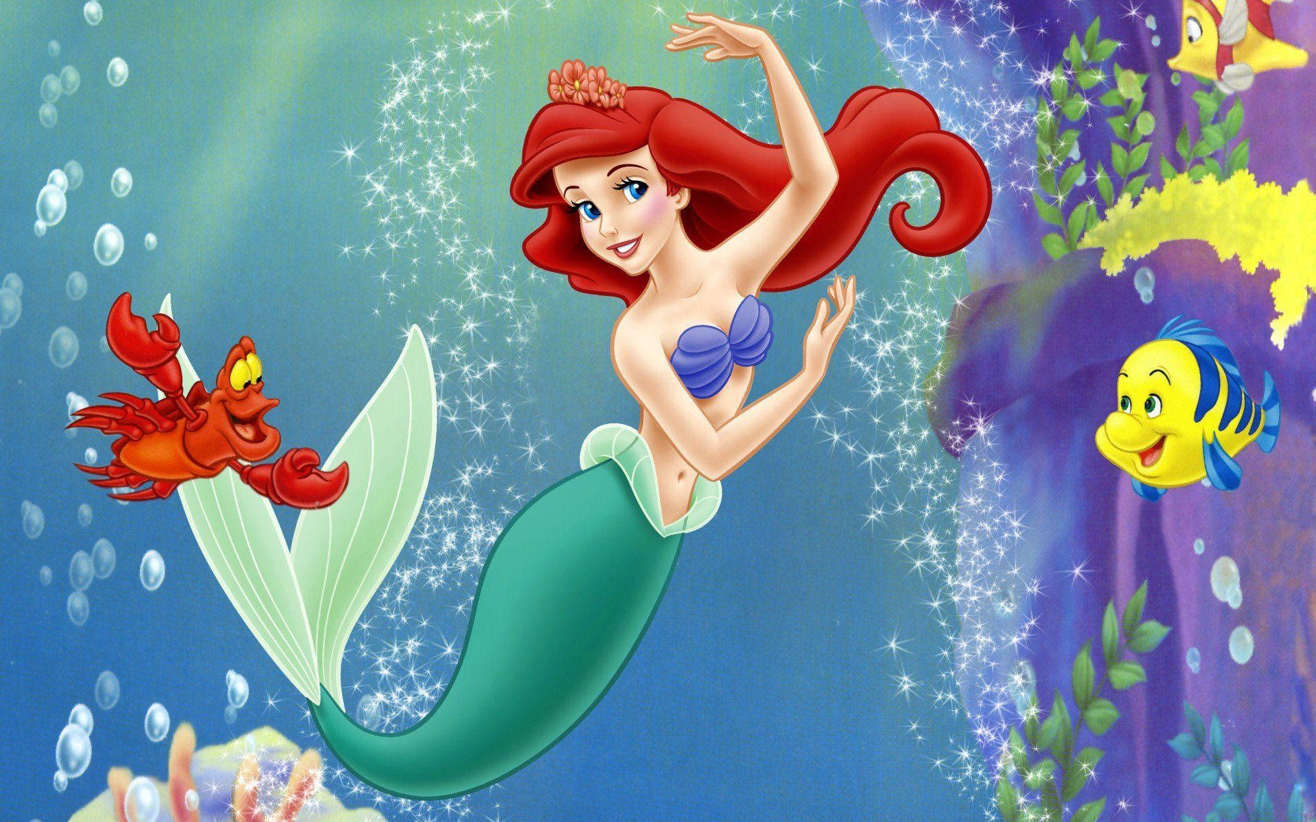 The little mermaid and her friends in a cartoon - Ariel