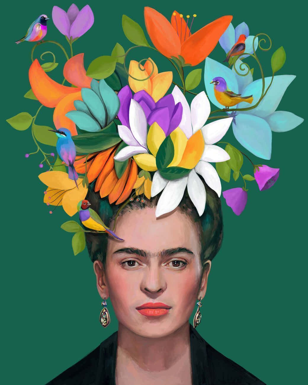 Download Artistic Interpretation of Mexican Icon, Frida Kahlo Wallpaper