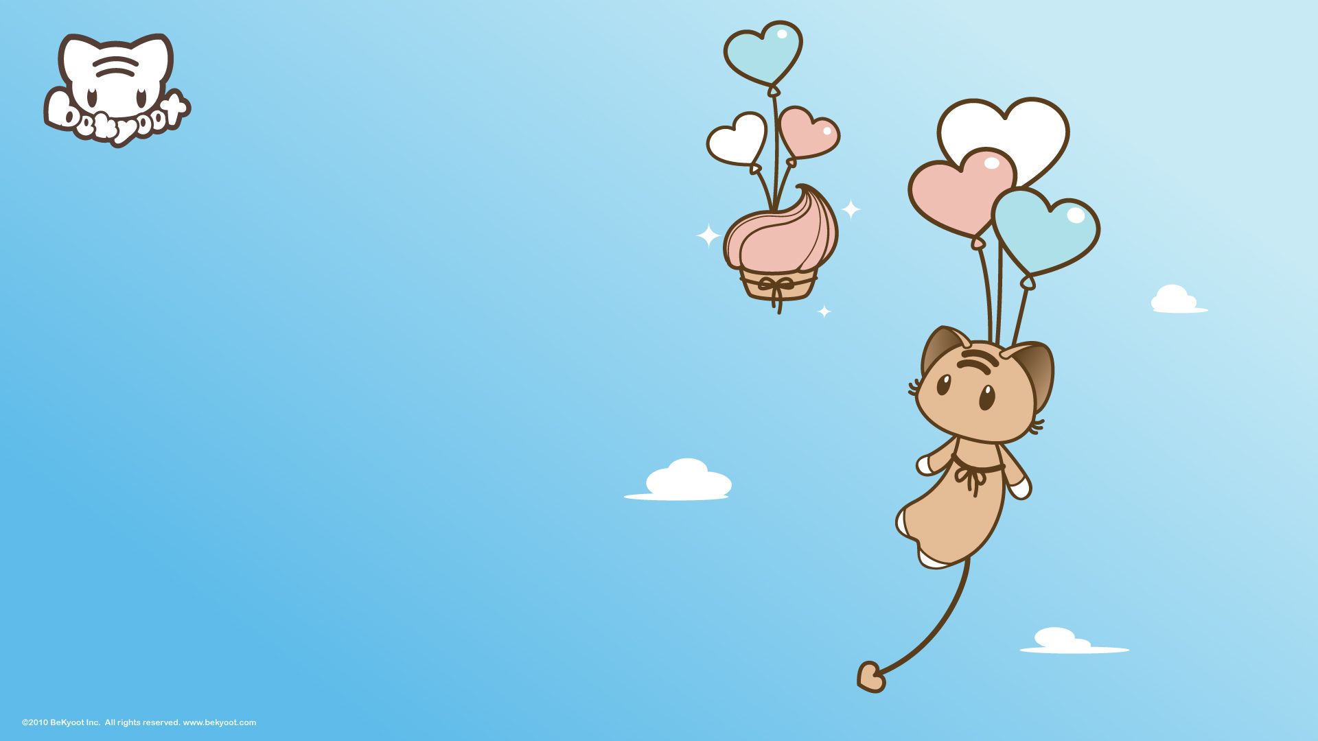Cute wallpaper of a mouse holding balloons - Kawaii