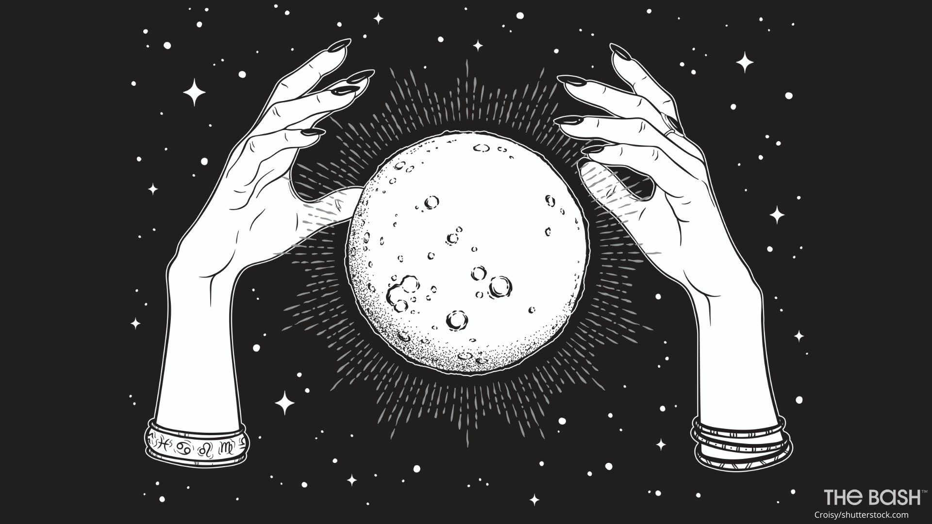 Illustration of hands holding a crystal ball - Halloween desktop, Halloween, spooky