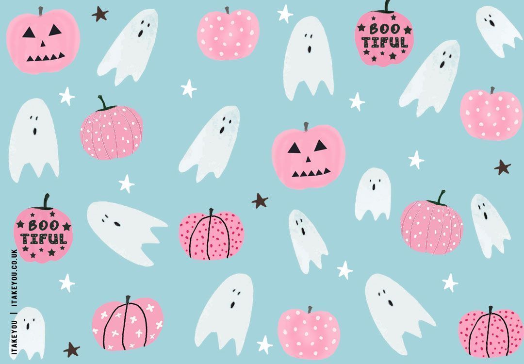 Chic and Preppy Halloween Wallpaper Inspirations : Spooky Pink Pumpkins Wallpaper for Desktop I Take You. Wedding Readings. Wedding Ideas