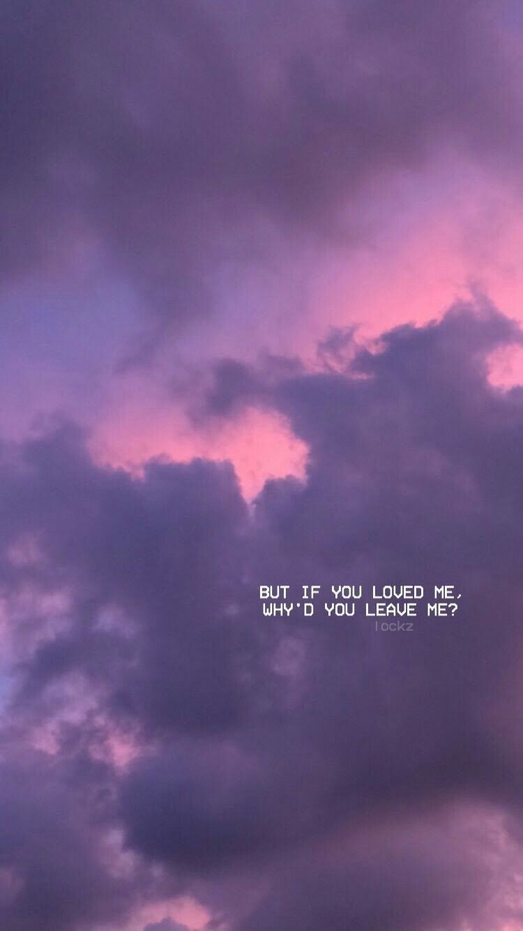 Clouds with a purple aesthetic and a quote that says 