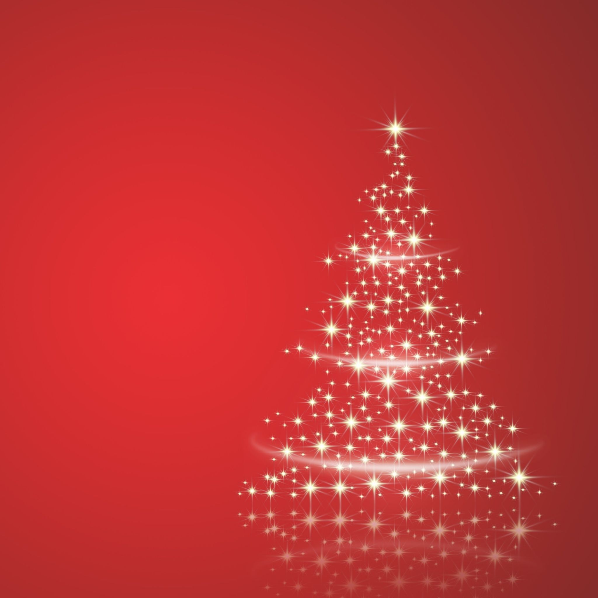 Christmas tree Wallpaper 4K, Sparkles, Red background