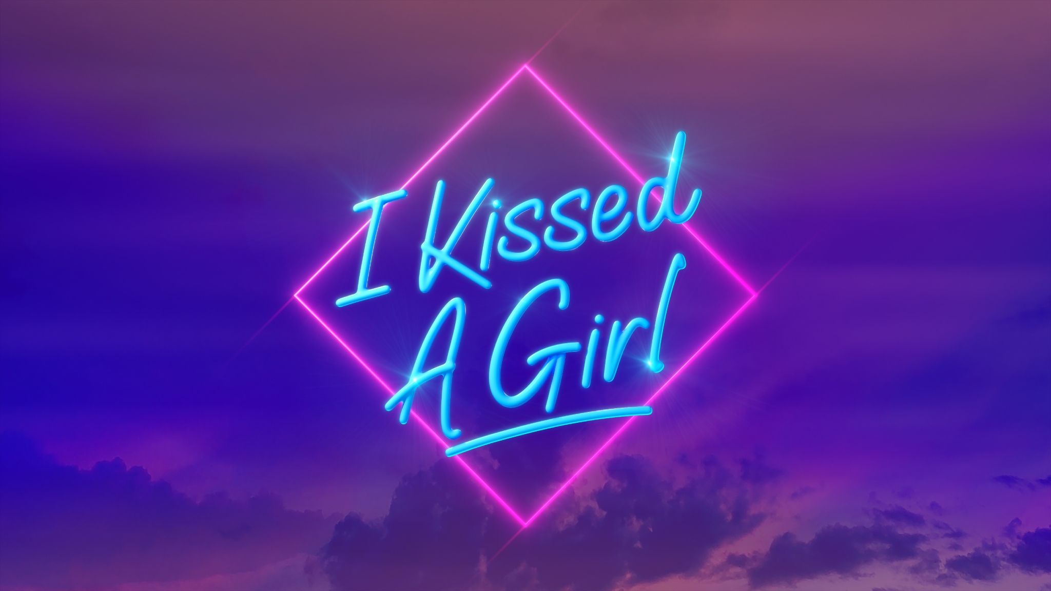 A purple and blue neon sign that says 