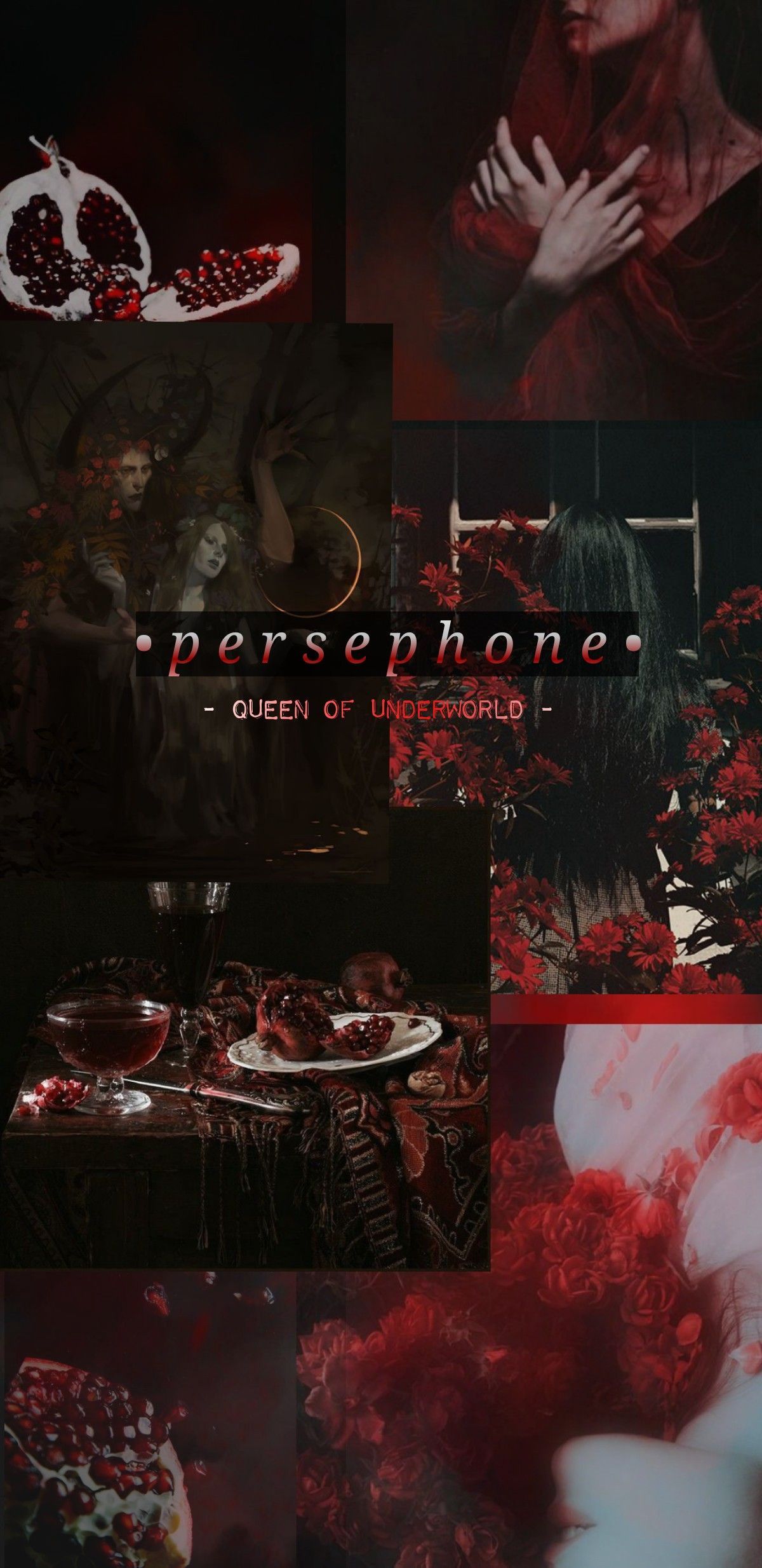 persephone goddes #queen #underworld #red #pomegrante #hades #wallpaper # aesthetic. Underworld, Persephone, Wallpaper