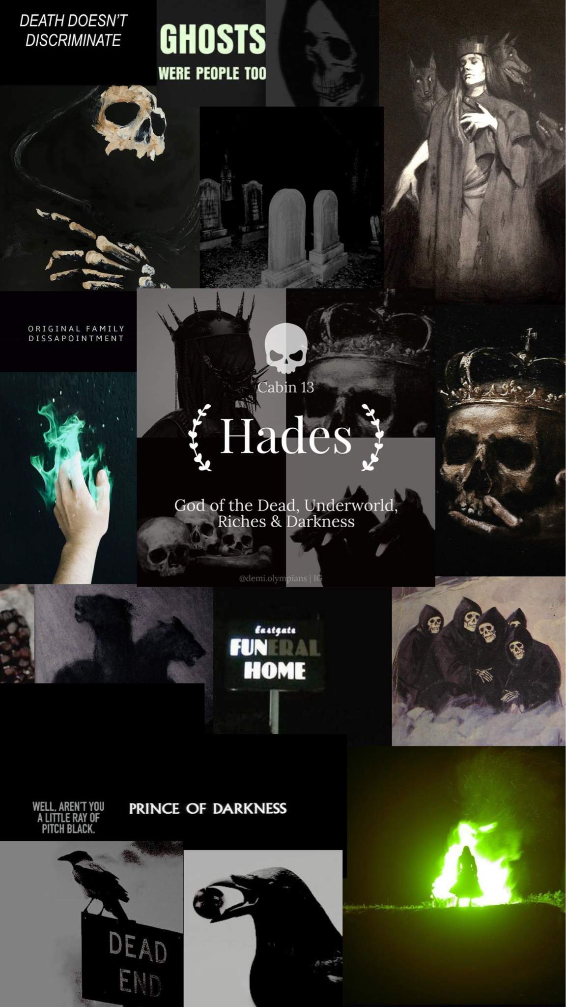 Halloween aesthetic background, black and green, with Hades as the main theme - Hades