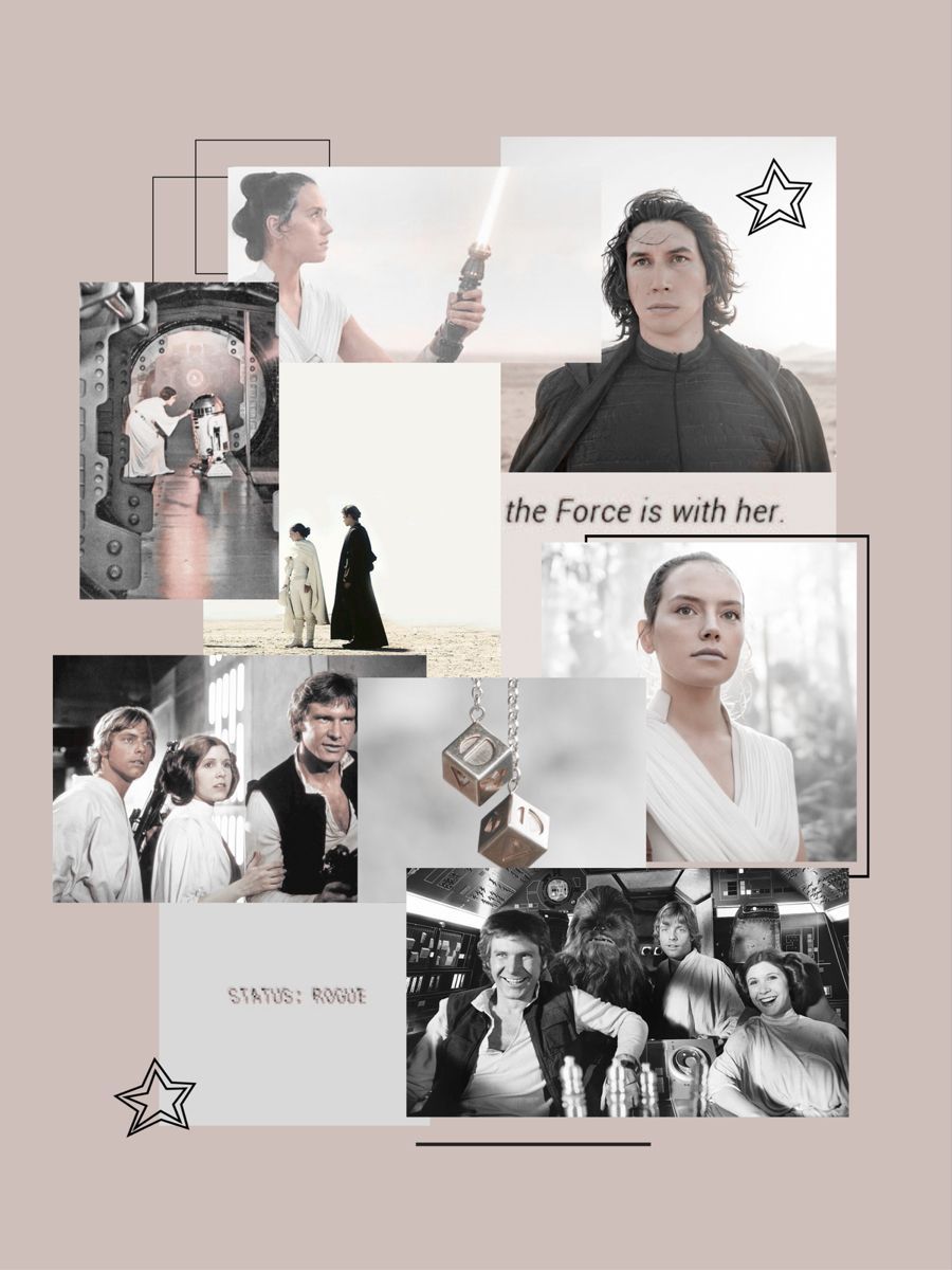 A collage of Rey from the Star Wars franchise. - Star Wars