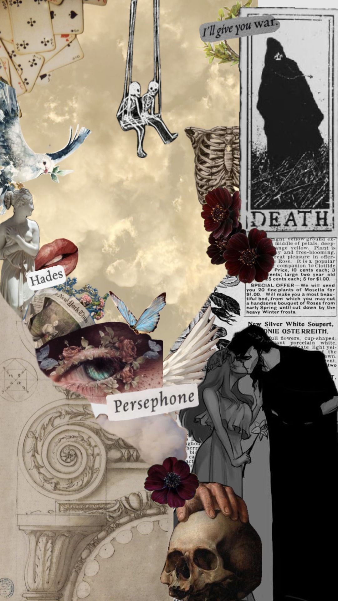 Aesthetic wallpaper for phone with #hades #hadesandpersephone #persephone #greekgods #underworld #flowers #atouchofdrakness #scarlettstclair #books #skull #death - Hades