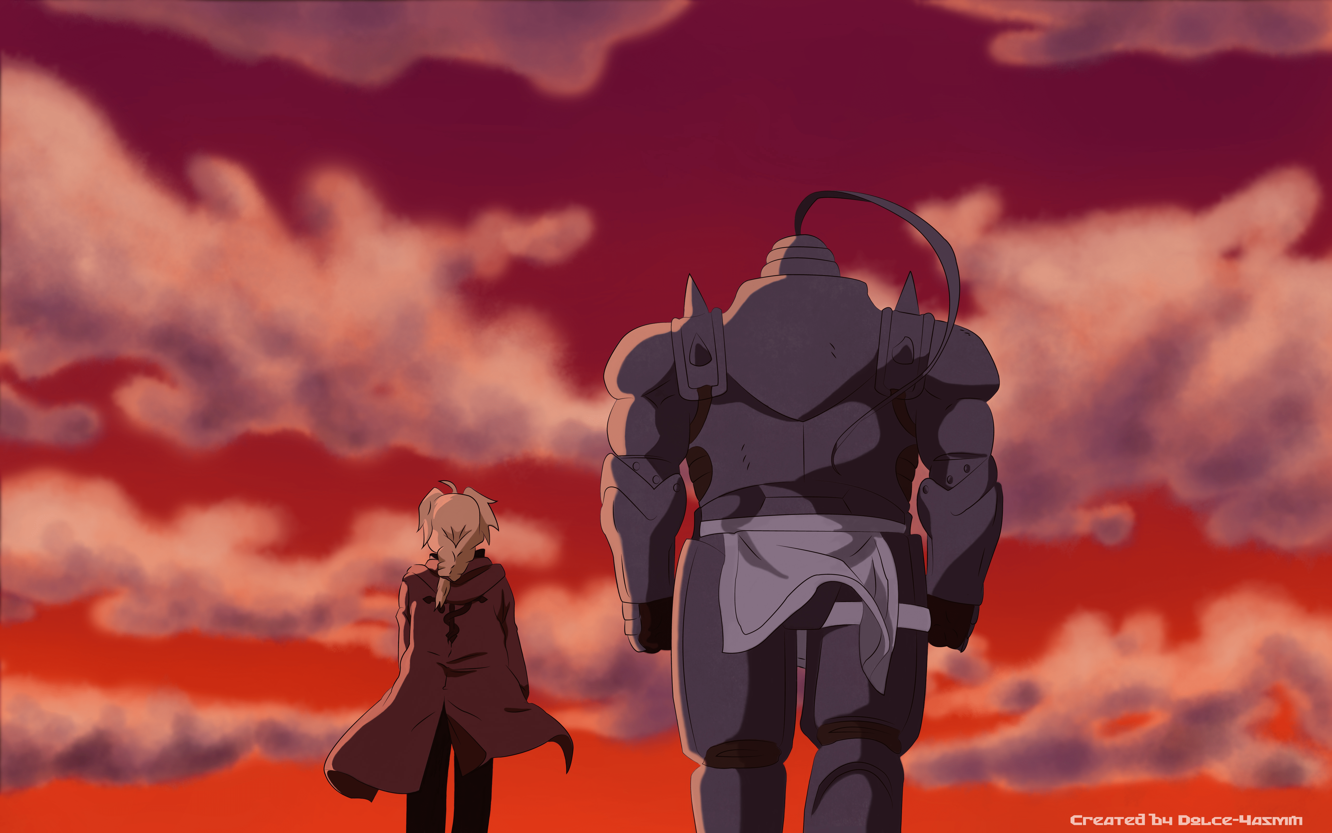 full metal alchemist, edward, alphonse, sunset, back view. Fullmetal alchemist, Fullmetal alchemist edward, Alchemist