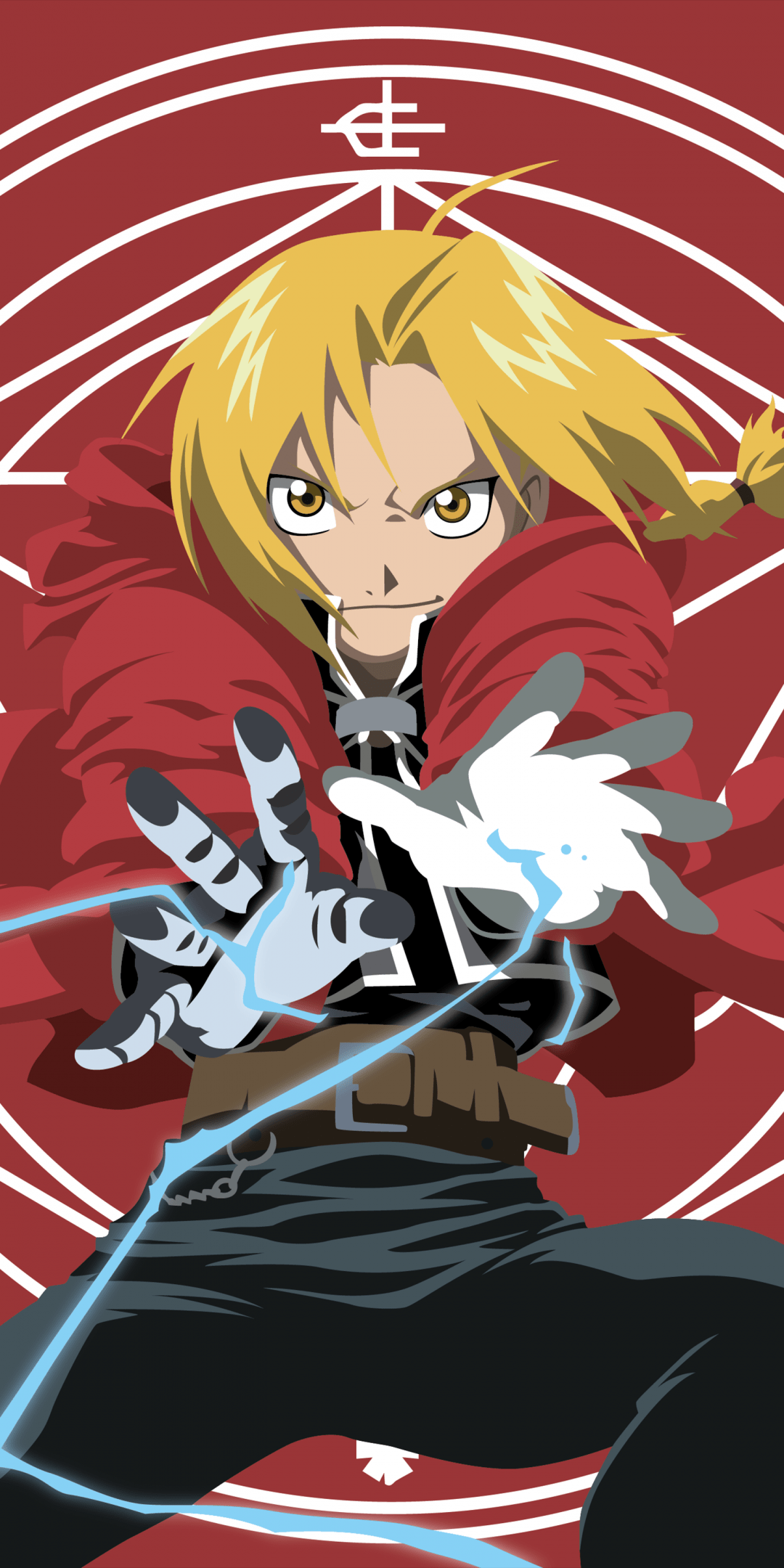 Edward Elric Wallpaper 4K, Lightning Strike, Red background