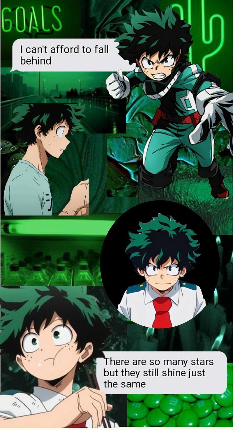 A green and black aesthetic of Midoriya from My Hero Academia - Deku