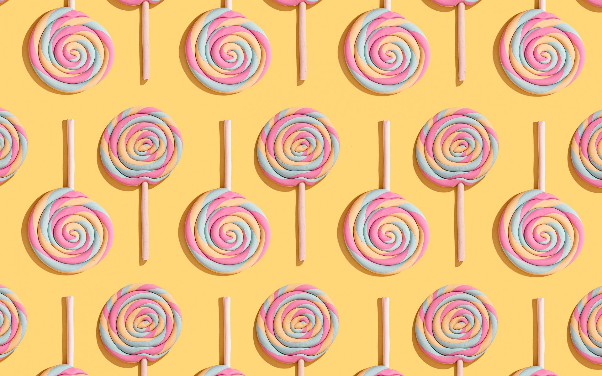 Lollipop Wallpaper 4K, Pattern, Yellow background