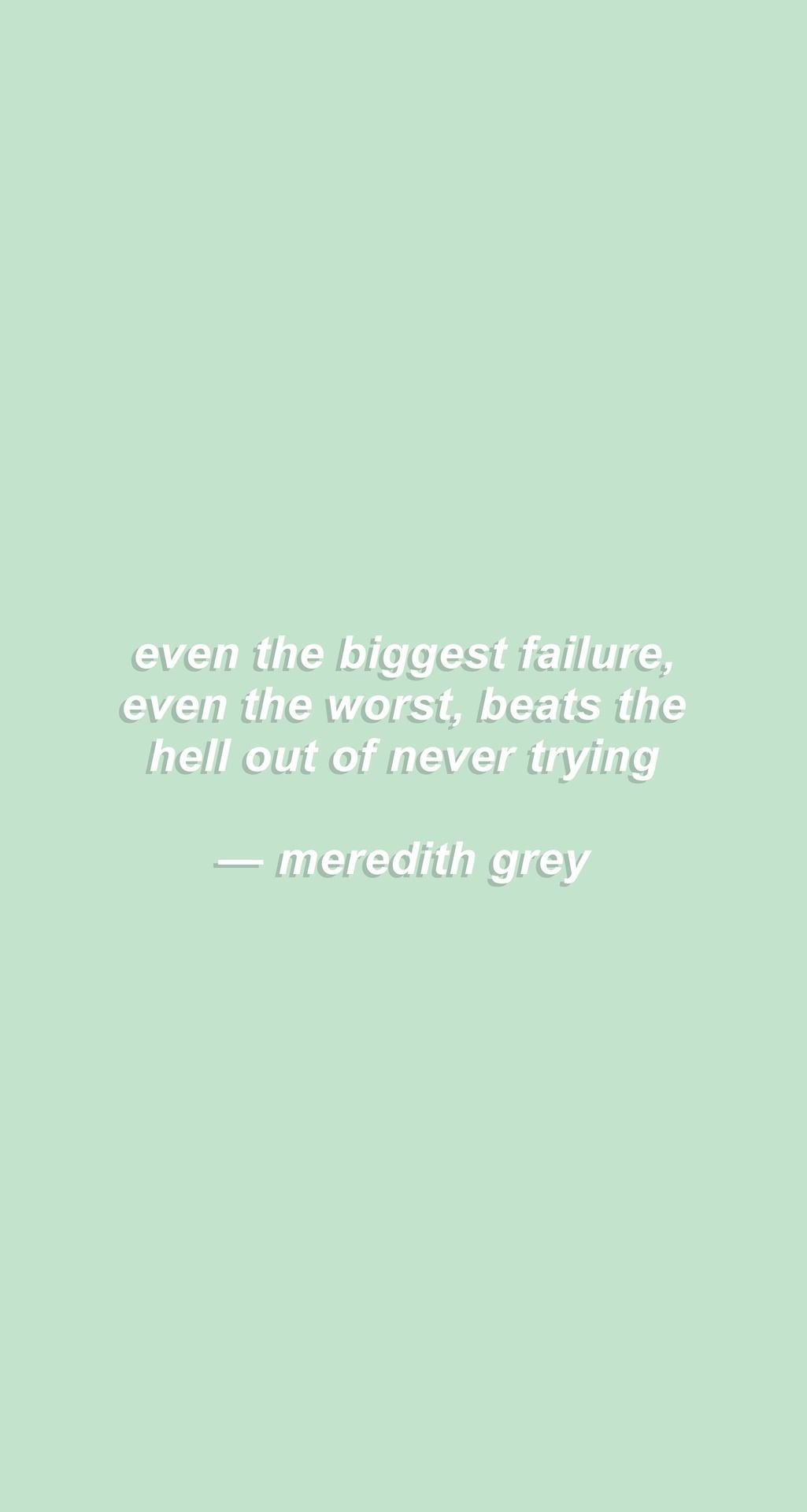 Even the biggest failure, even the worst, beats the hell out of never trying. - Meredith Grey - Grey's Anatomy