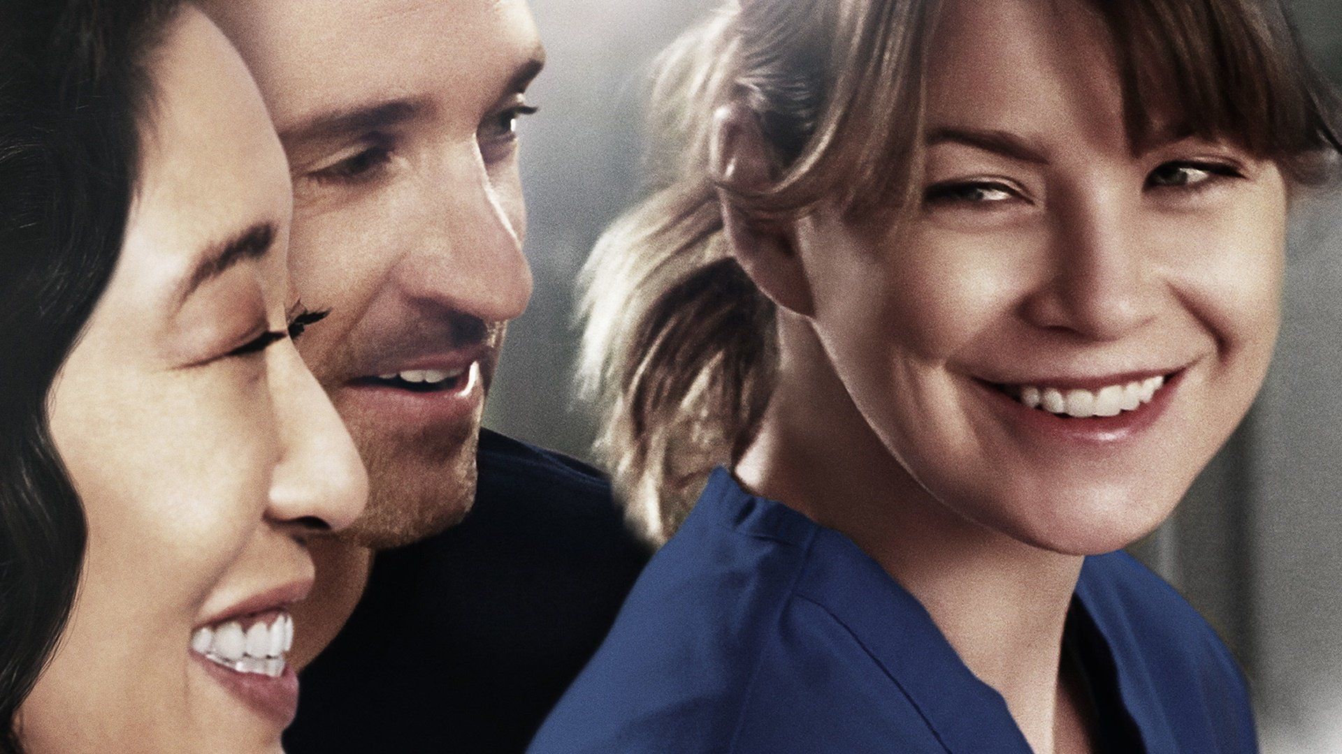 A close up of the faces of McDreamy, Alex and Meredith on a grey's anatomy poster - Grey's Anatomy