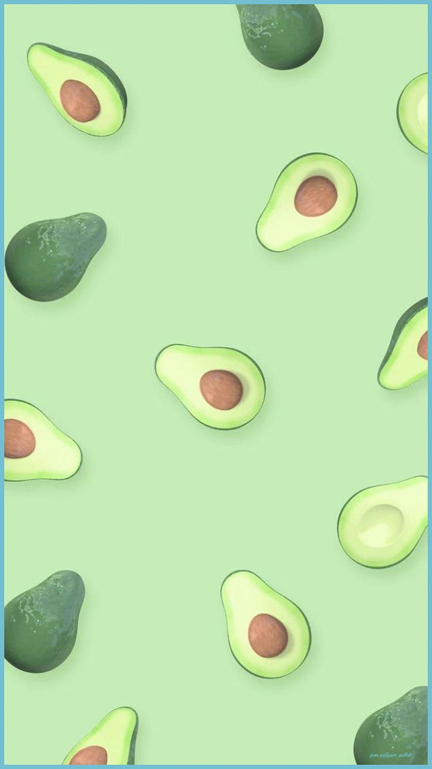 Wallpaper with avocado pattern in the middle, cute backgrounds, green background - Soft green
