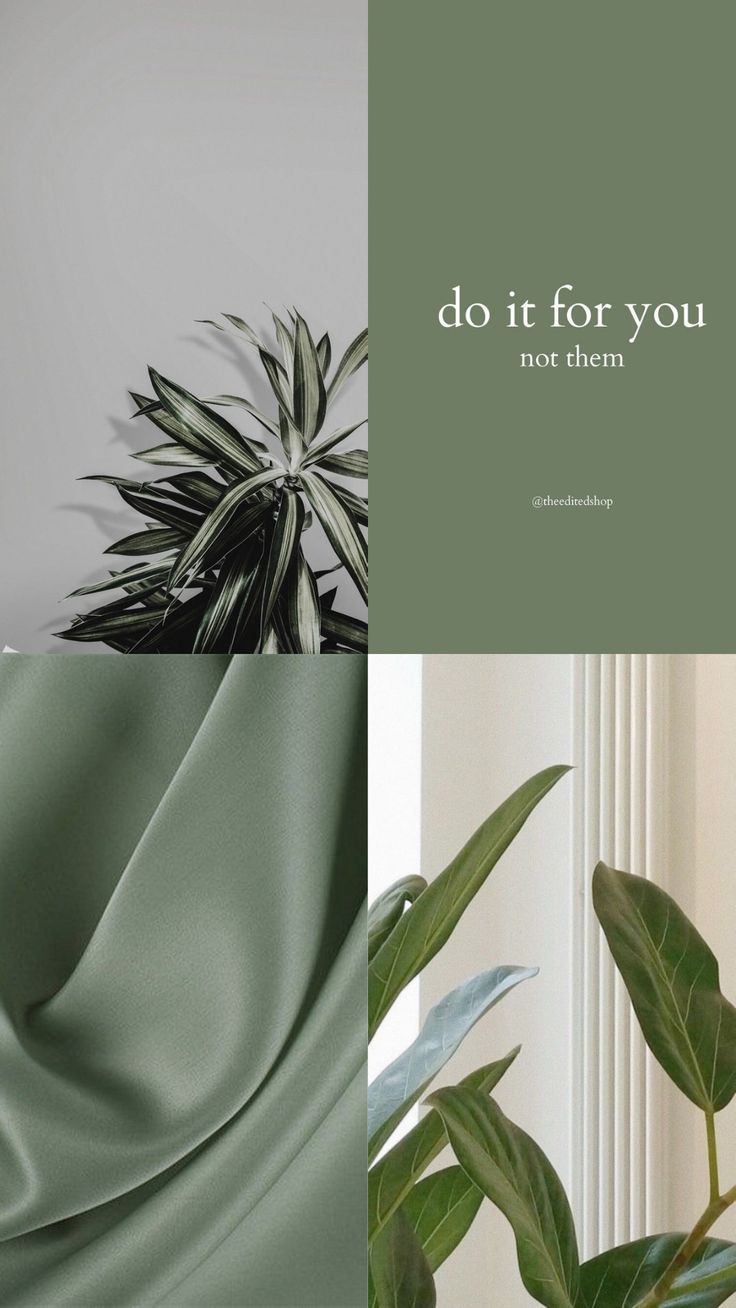 A green and white aesthetic collage with the words 