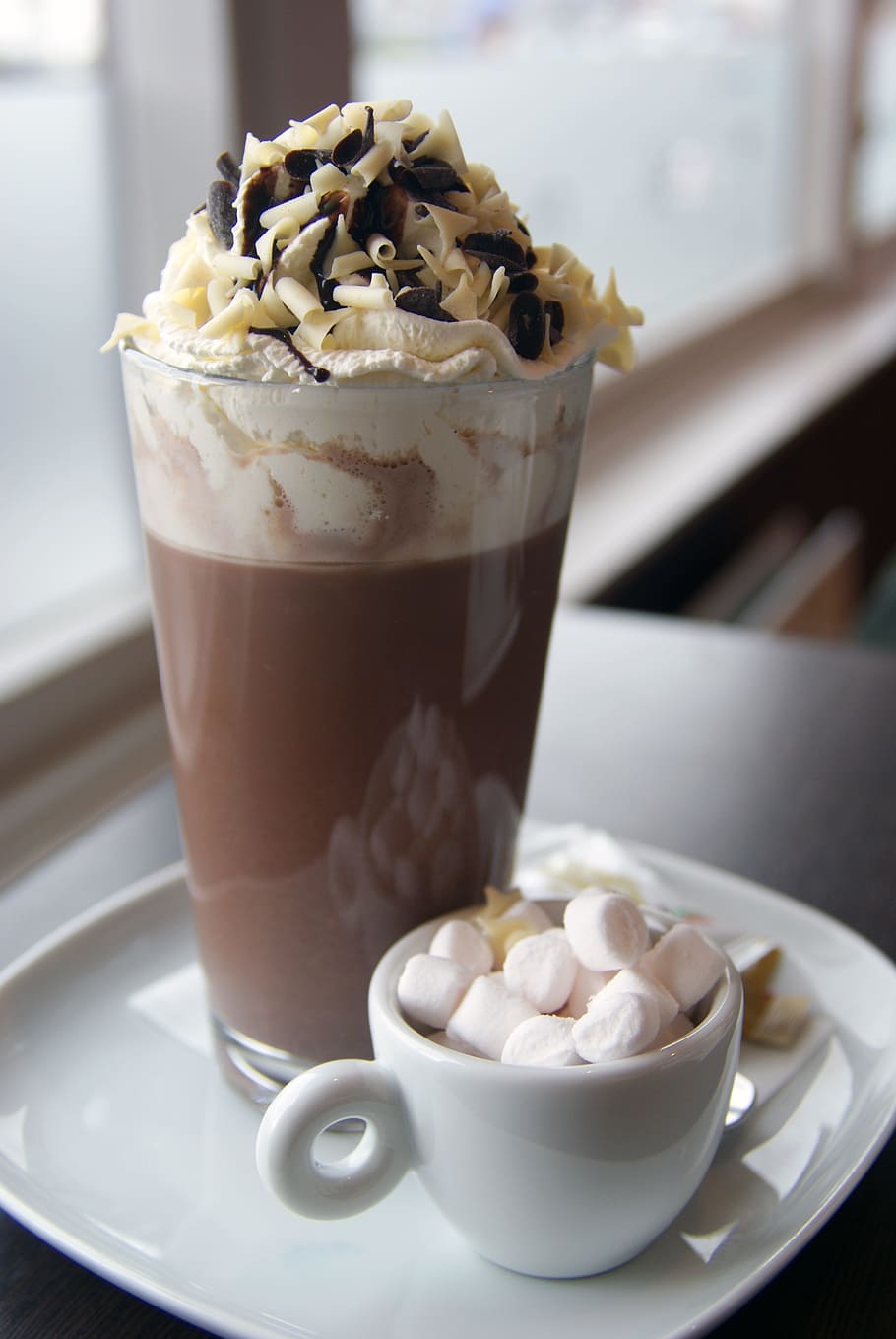 Frappe ice blend with chocolate on top, hot chocolate, drink - Chocolate