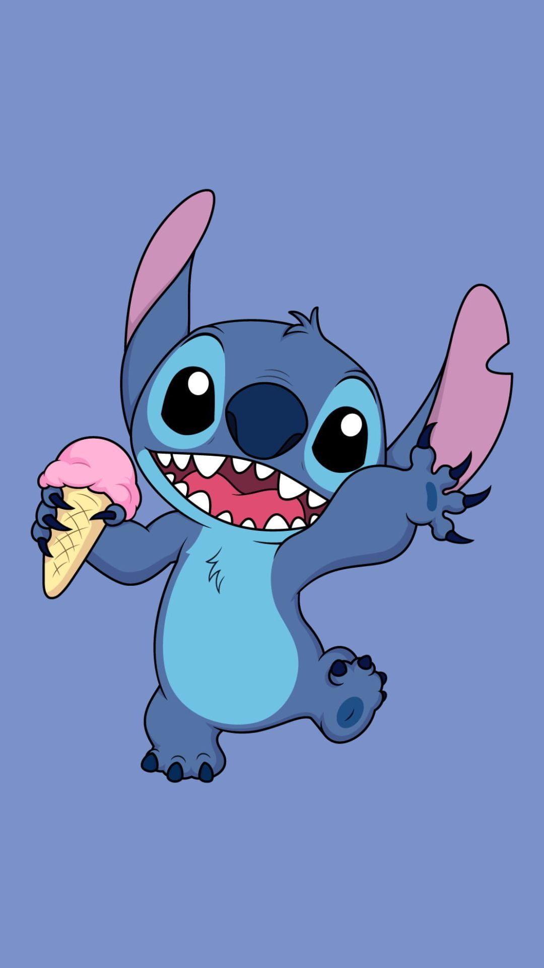 Stitch with ice cream on a blue background - Stitch