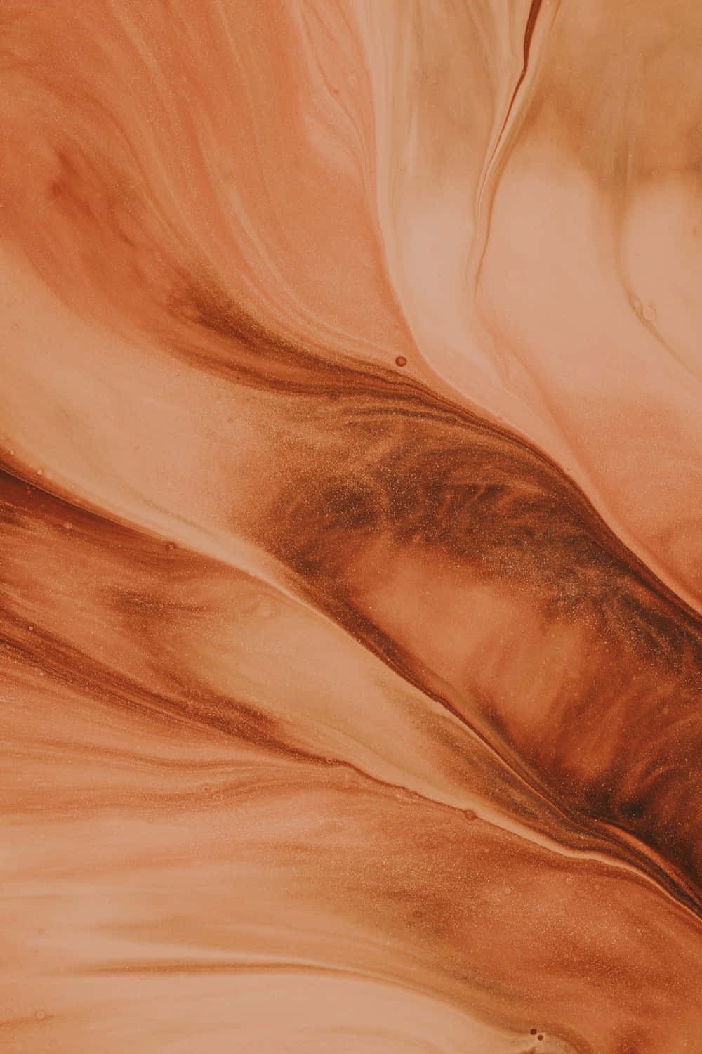 A close up of a painting with brown and white colors. - Warm