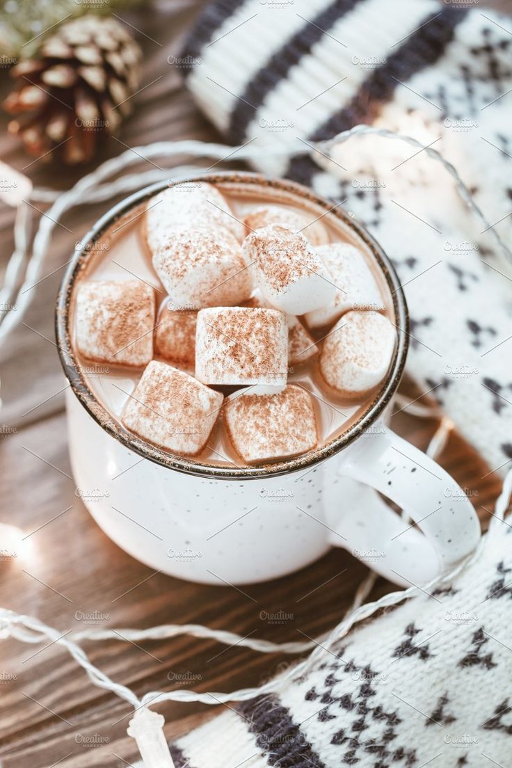 Hot cocoa with marshmallow containing cosy and autumn. Food, Christmas food, Christmas hot chocolate