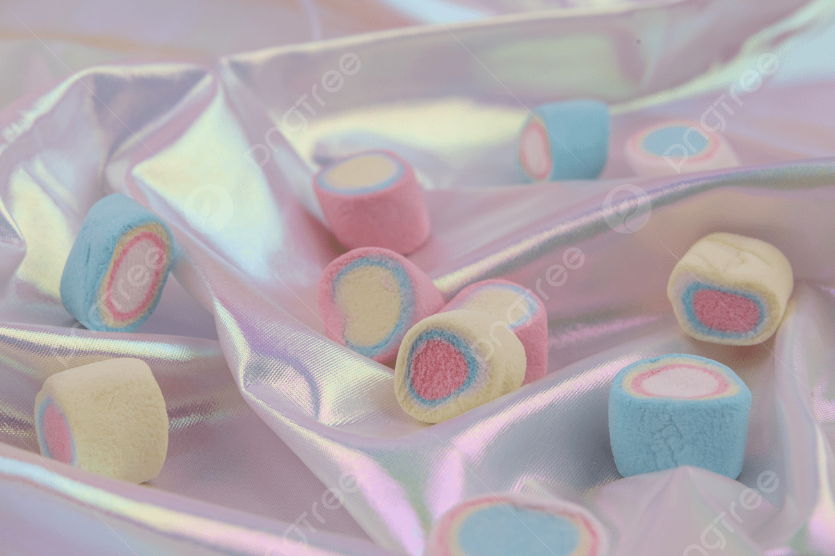 A pile of pink and blue marshmallows on a pink and blue background - Marshmallows
