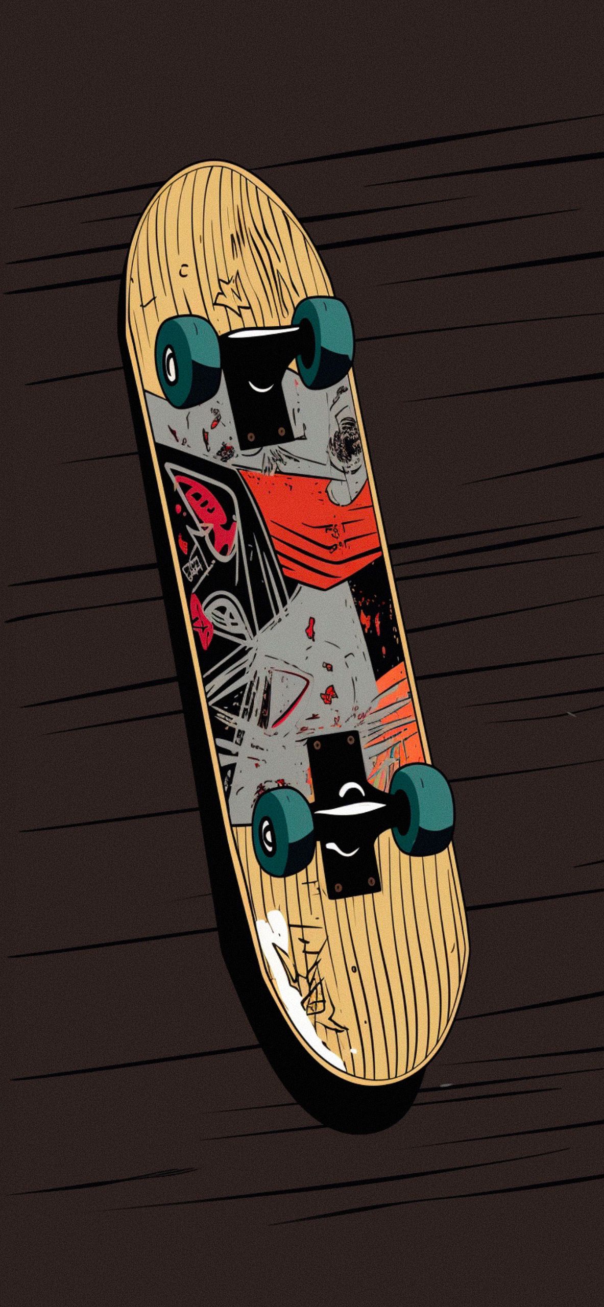 Retro Skateboard Brown Wallpaper Wallpaper Phone