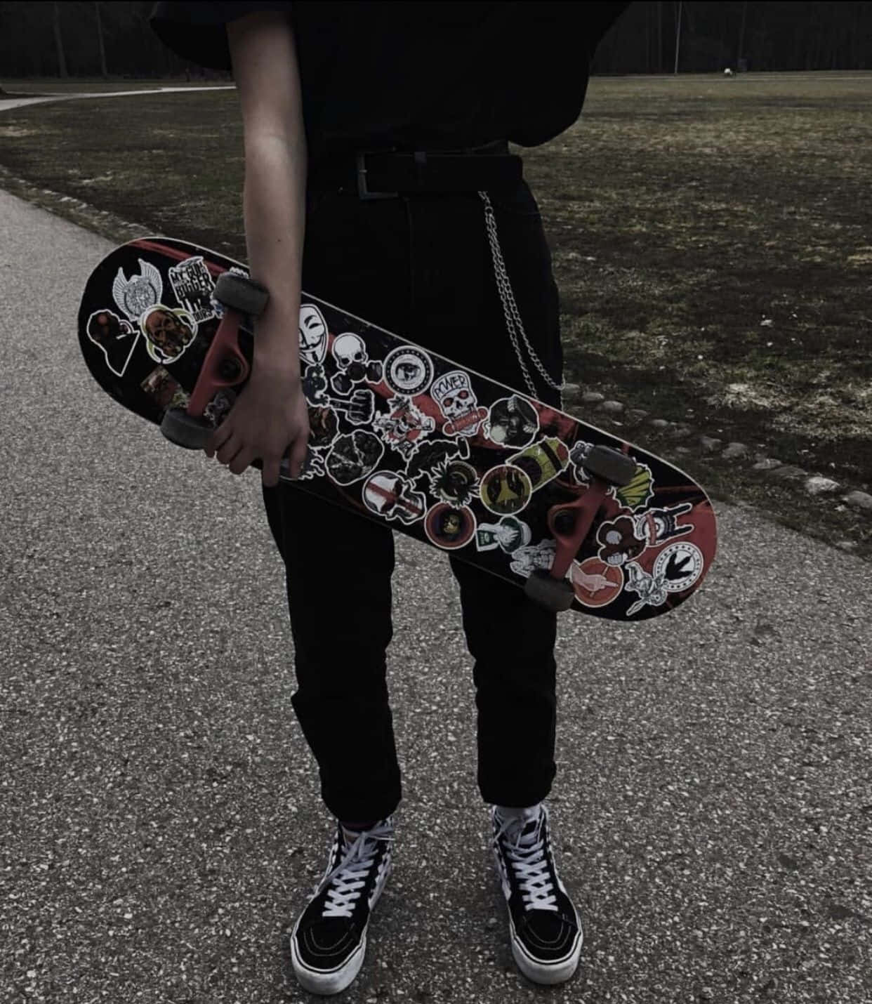 Download Skater Girl Aesthetic Floral Board Wallpaper