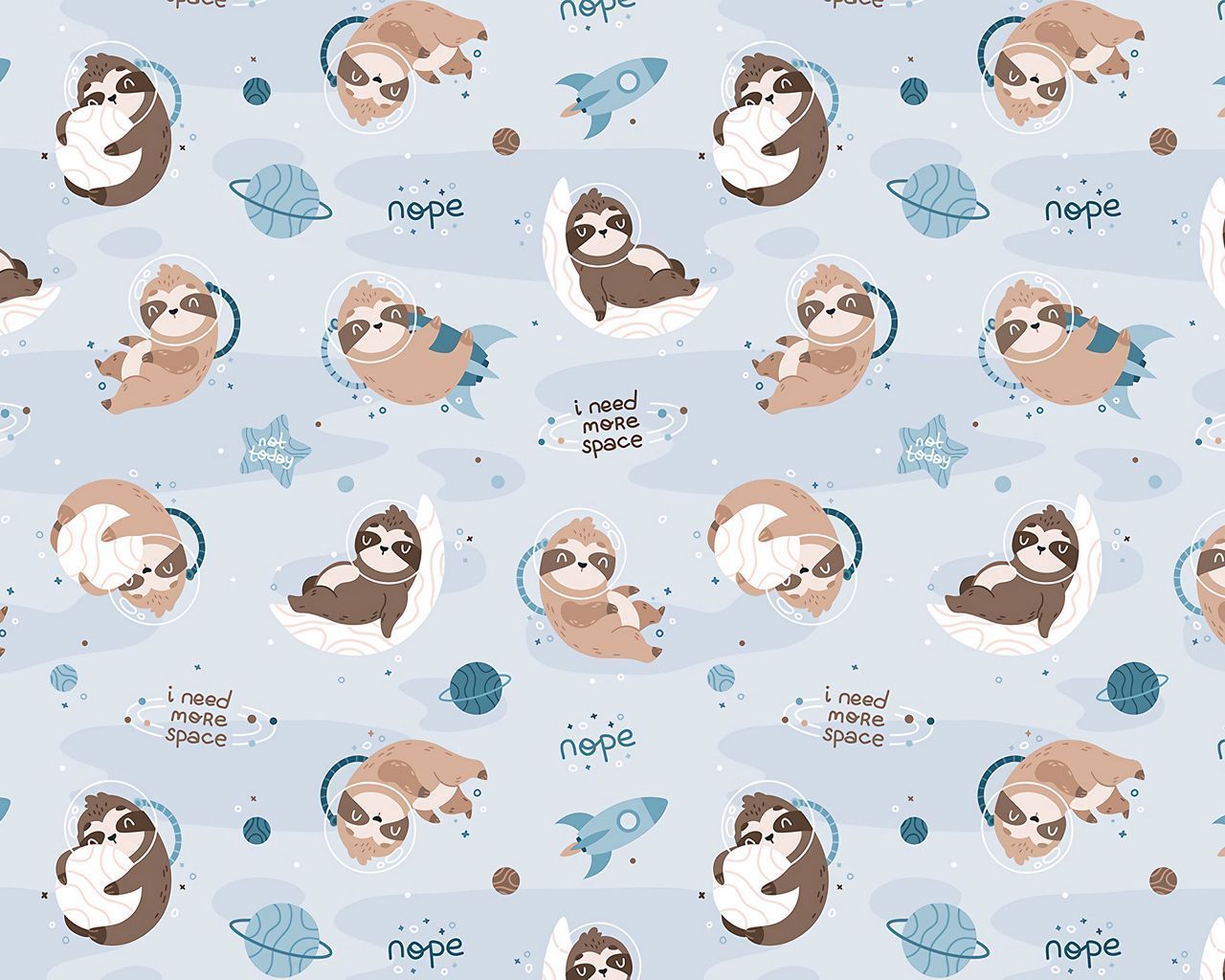 A seamless pattern with sloths in space - Sloth