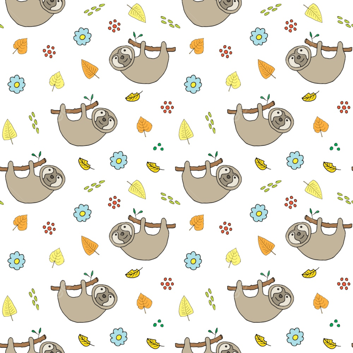 Cute Sloth Seamless Pattern Background, Sloth, Vector, Seamless Background Image And Wallpaper for Free Download