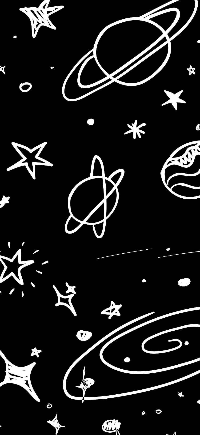 Black and white wallpaper of the solar system - Doodles