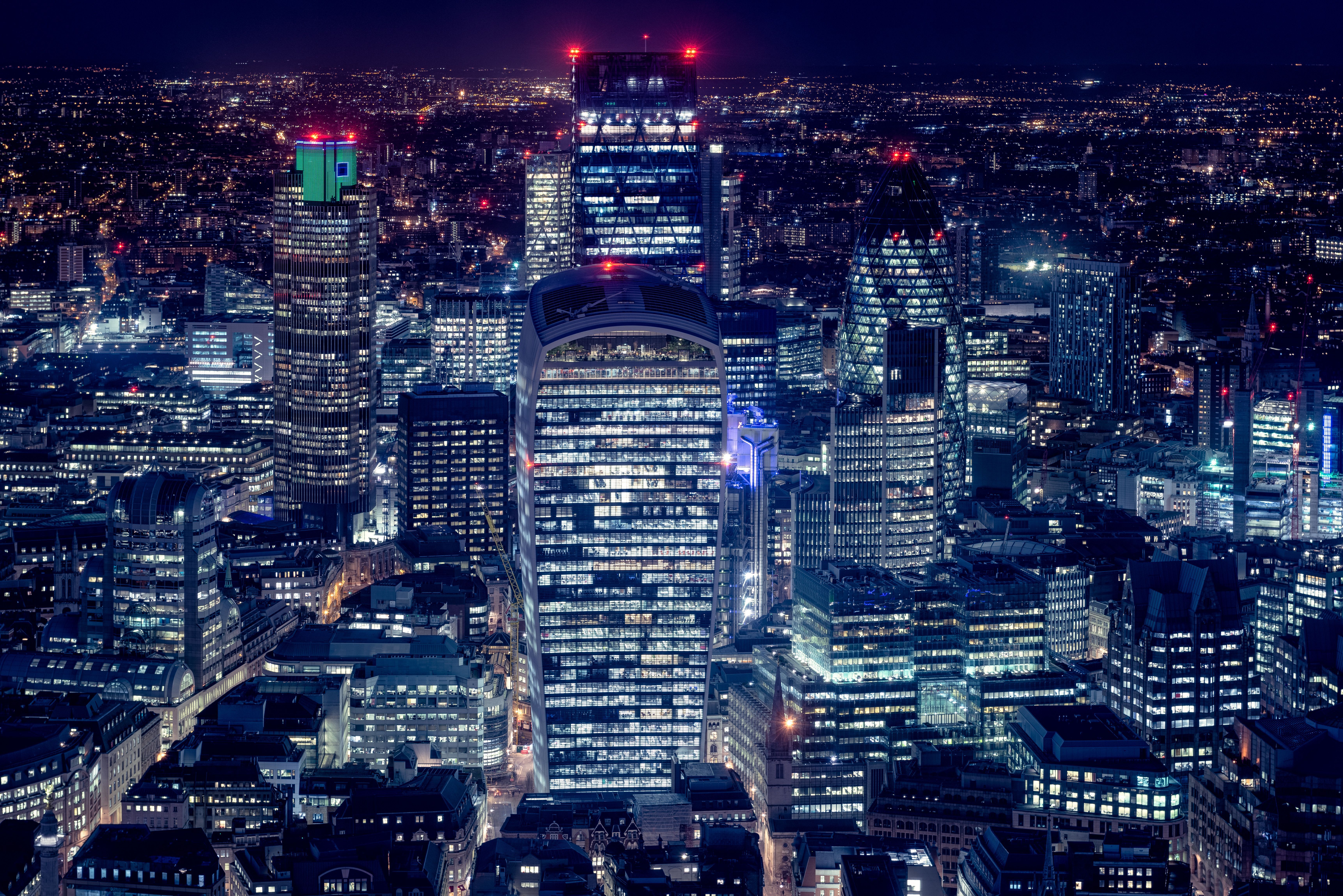 London City Wallpaper 4K, Night illumination, Cityscape
