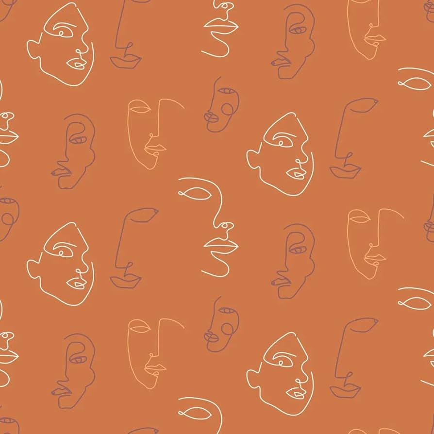 Furn. Kindred Abstract Faces Printed Wallpaper, Terracotta Coral
