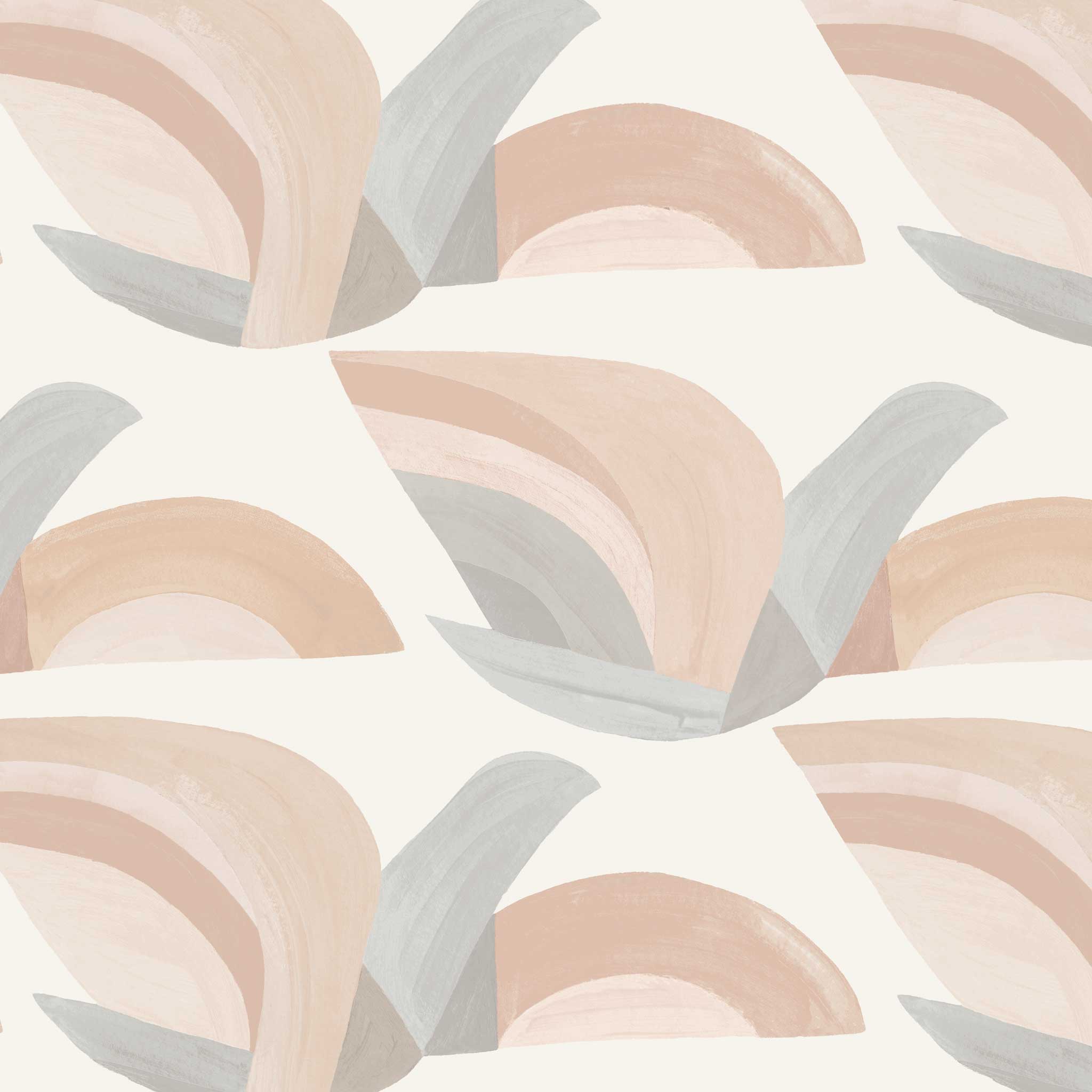 Rainbow wallpaper in pink and grey on a cream background - Terracotta