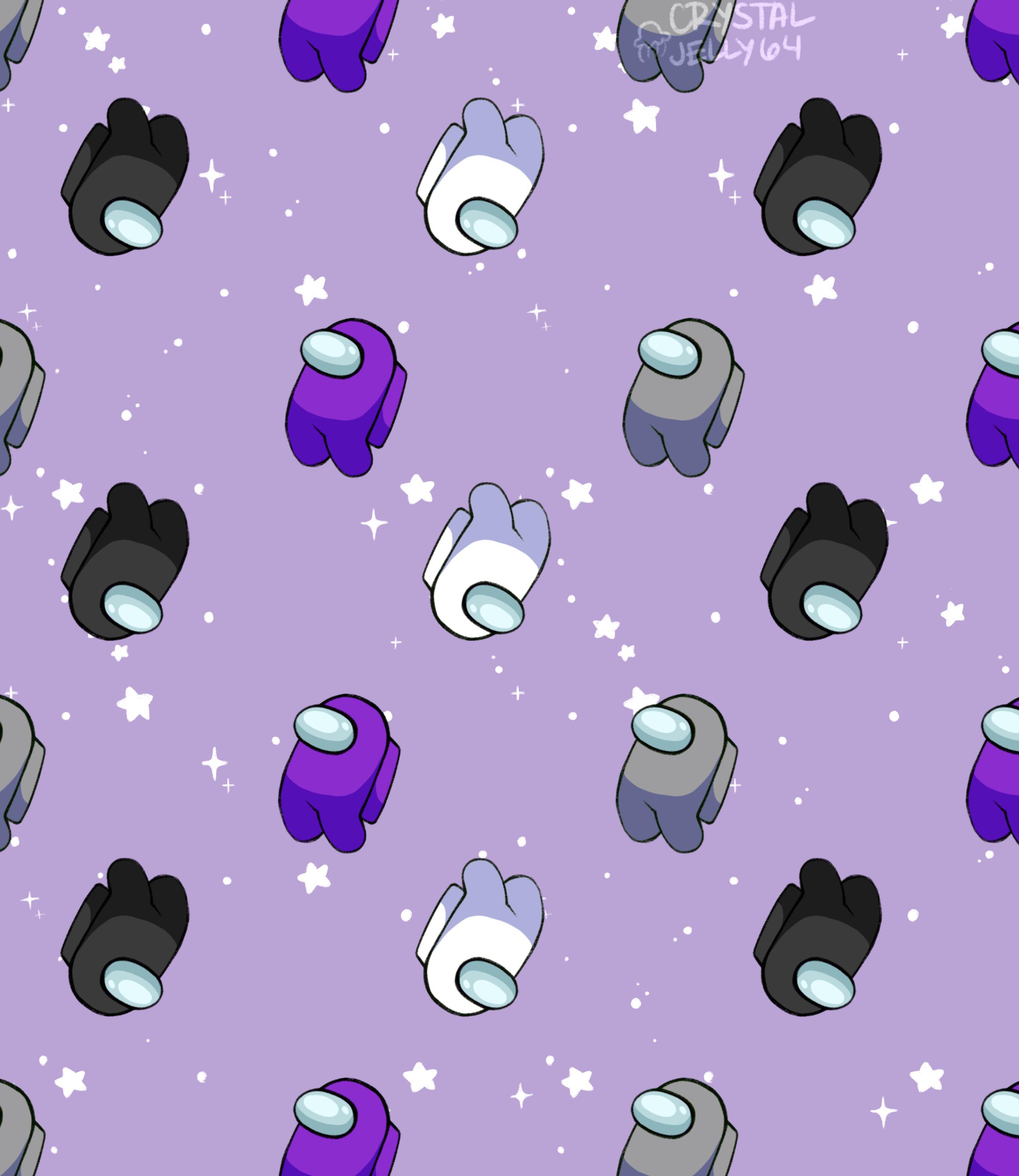 Among us characters on a purple background - Asexual, Among Us