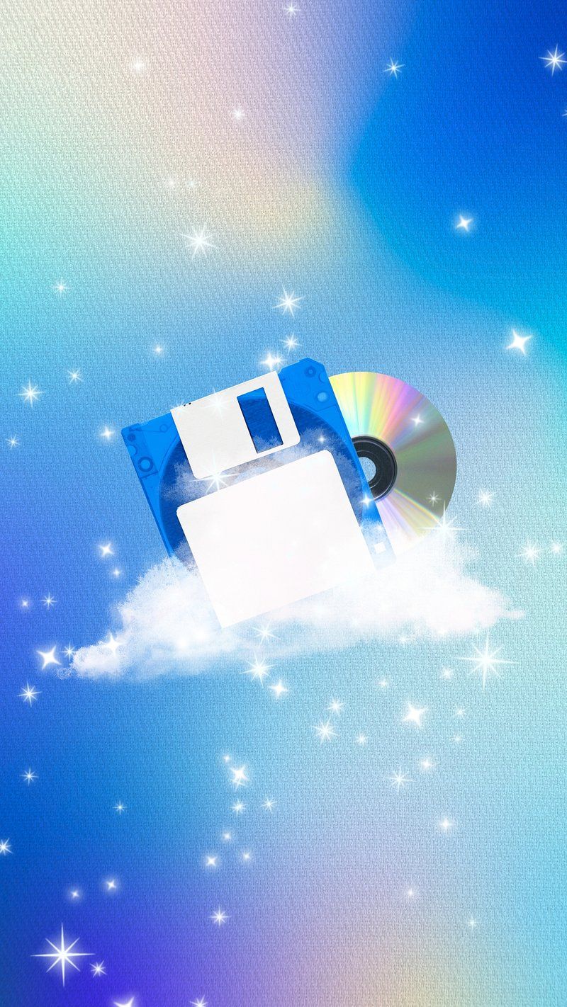 CD and floppy disk on a cloud - Arcade